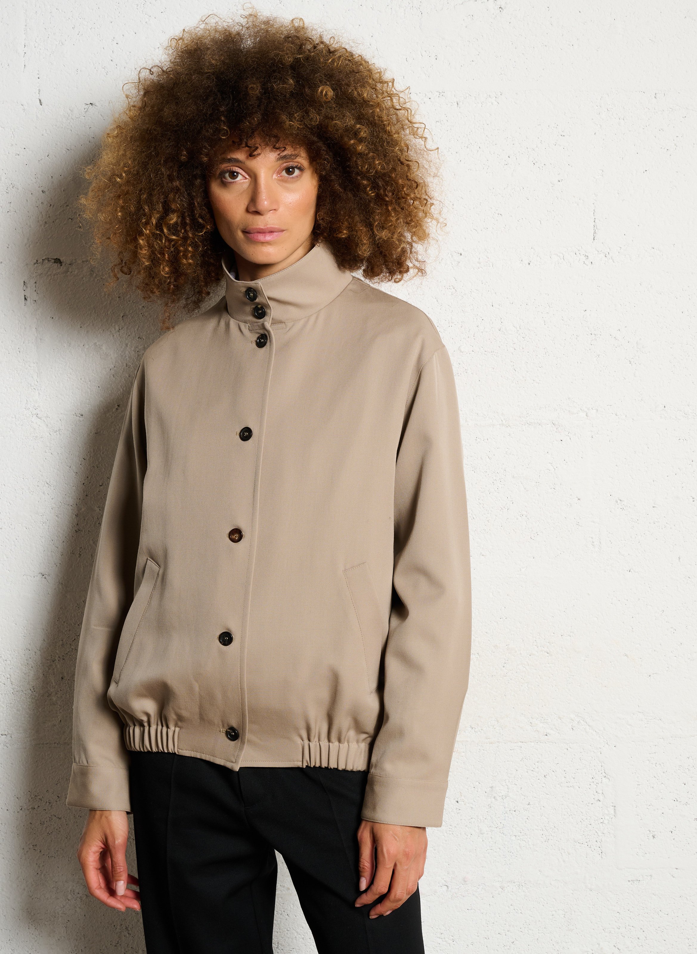 Veste col montant en laine MASSCOB Beige