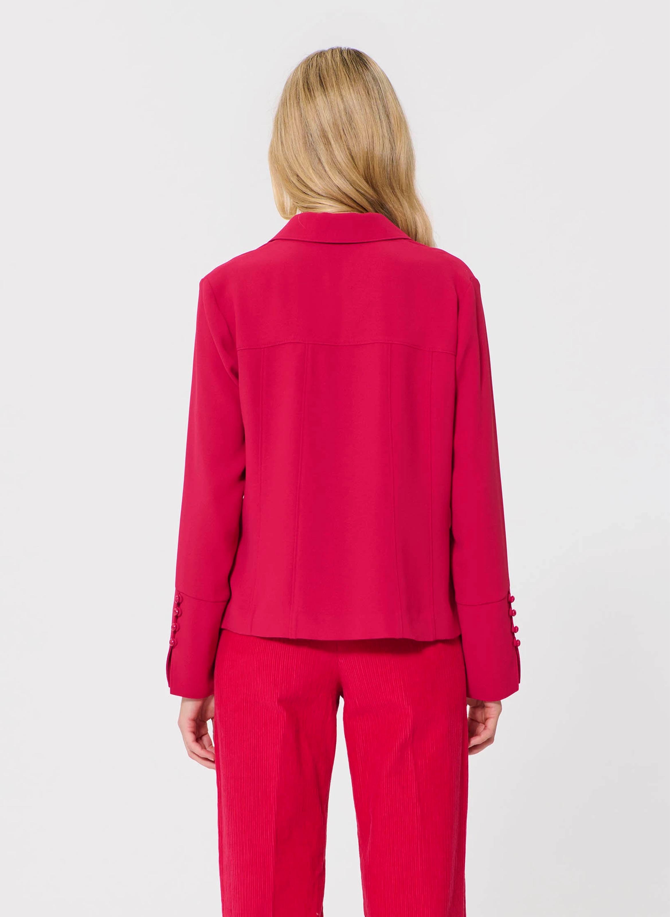 Top col polo manches longues uni TARA JARMON Rouge