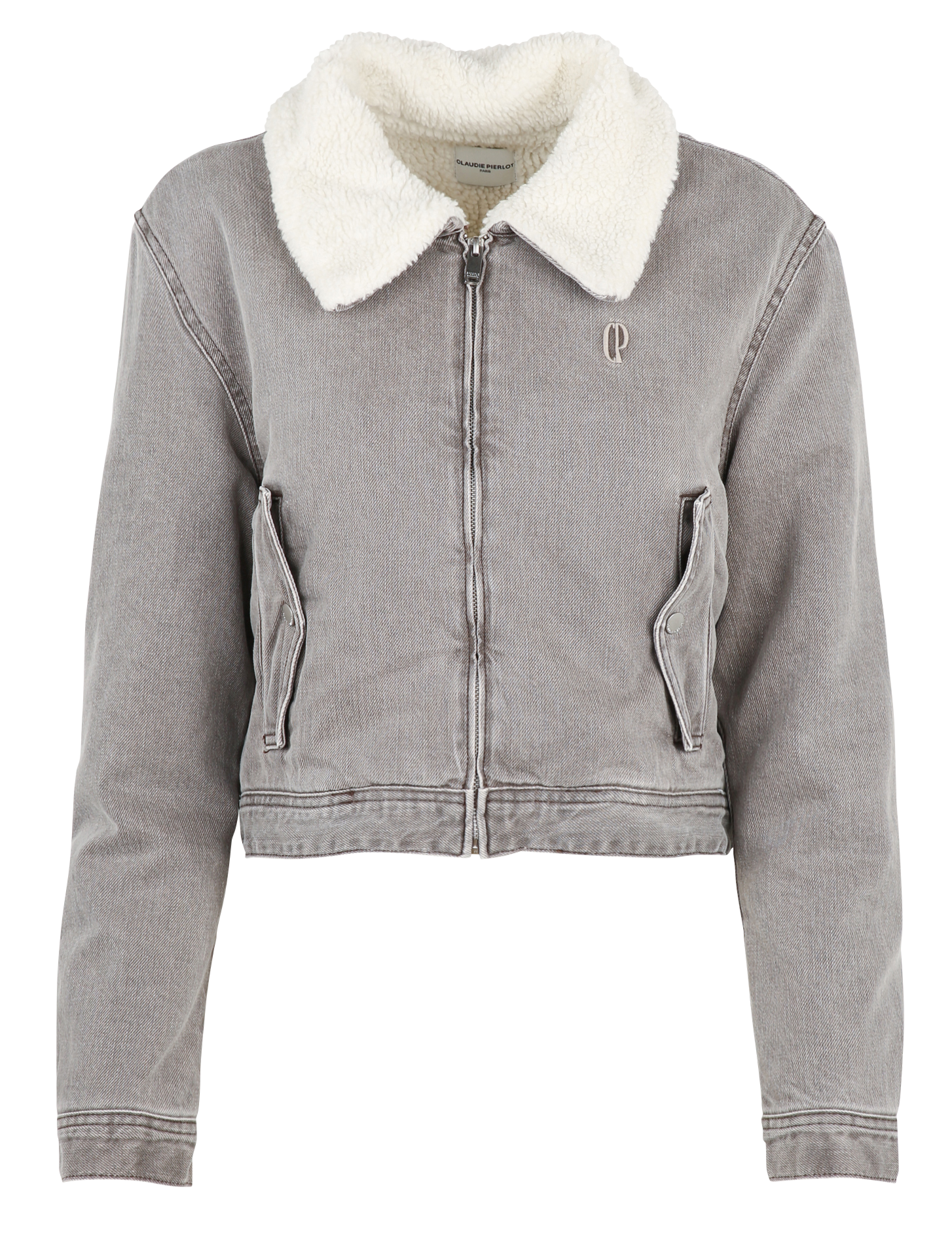 Veste en jean droite en coton mélangé CLAUDIE PIERLOT Beige