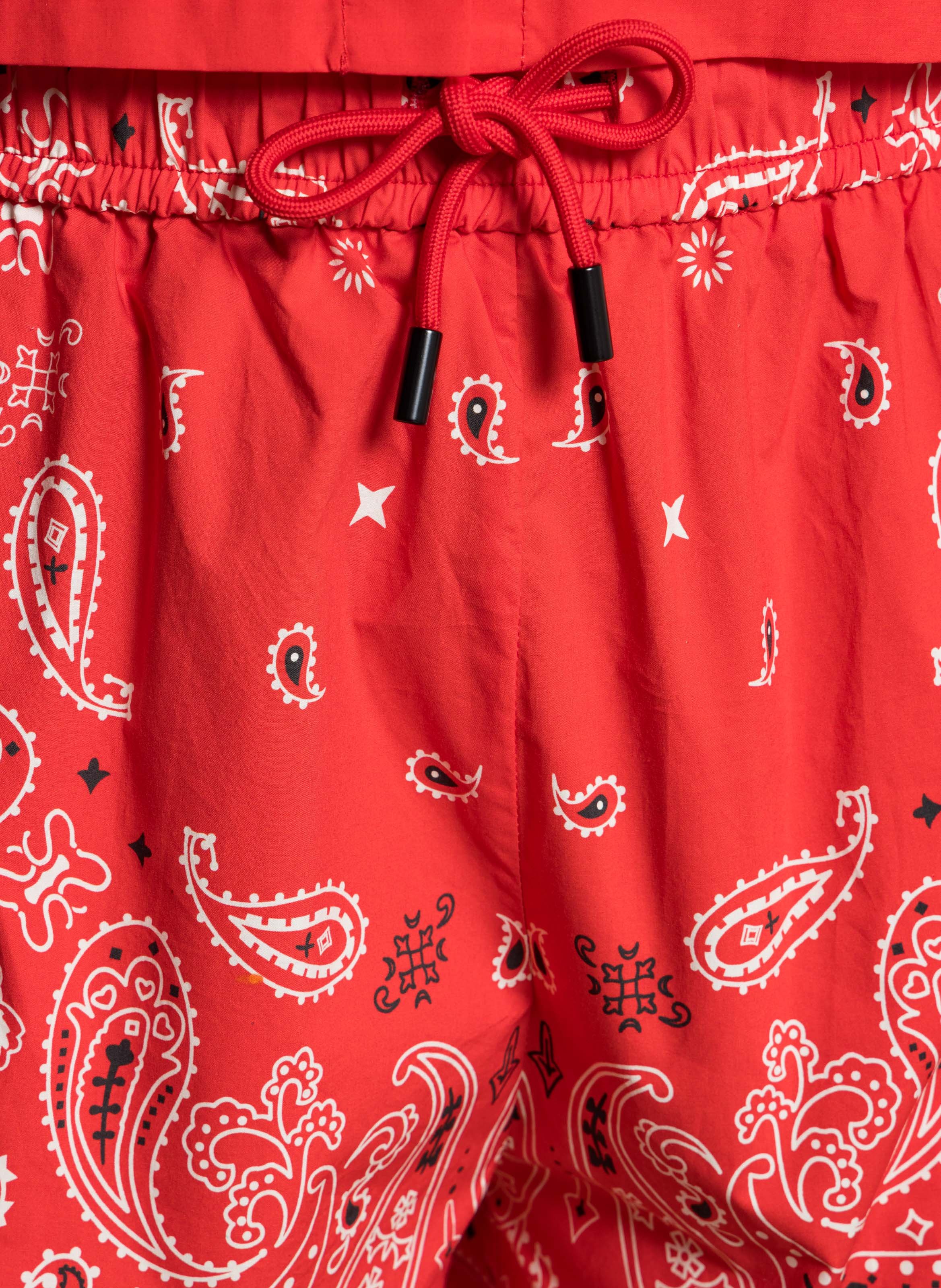 Short droit élastiqué à motif SUNCOO Rouge