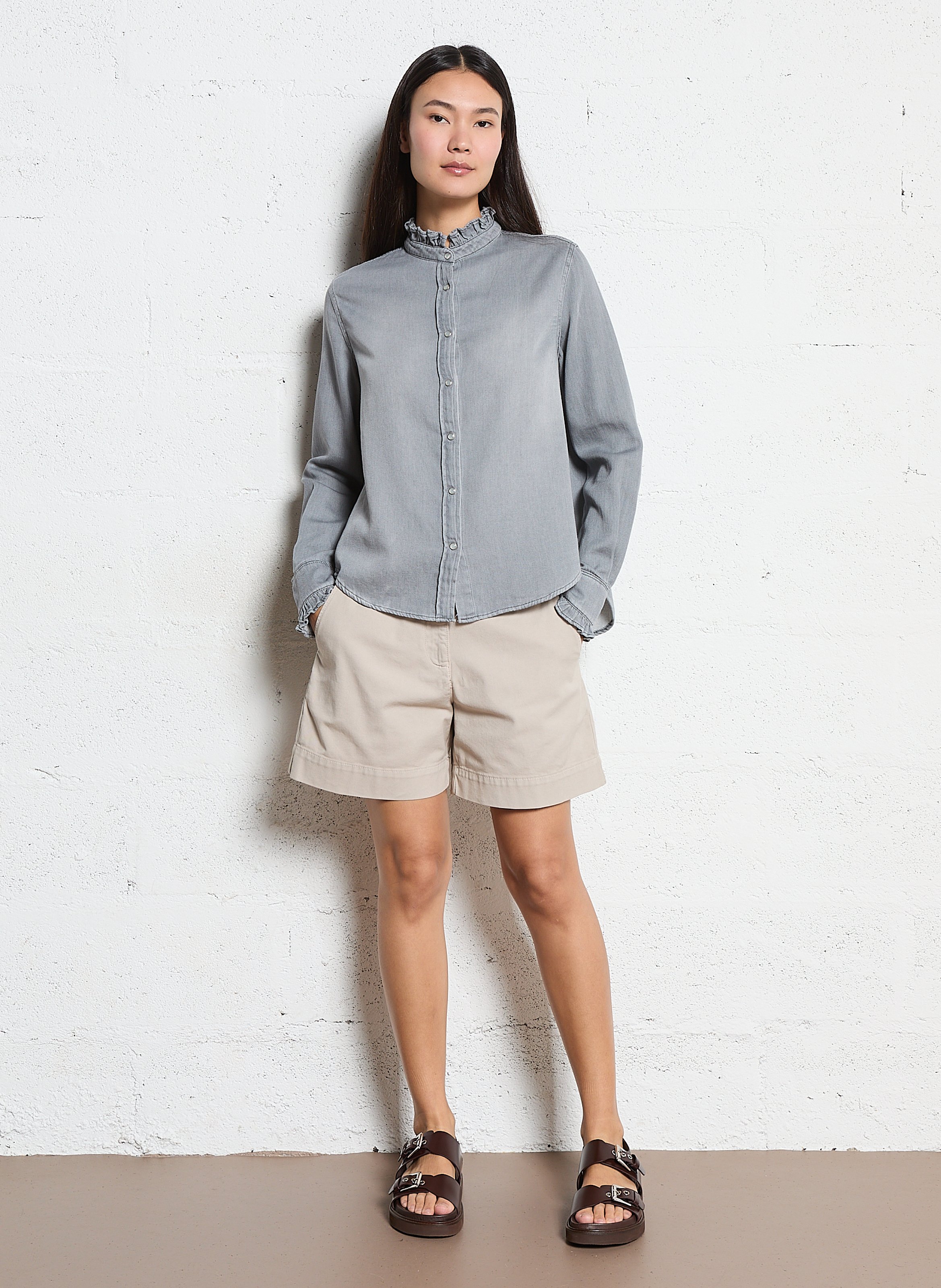 Weite Shorts aus Baumwoll-Mix ACQUAVERDE Beige