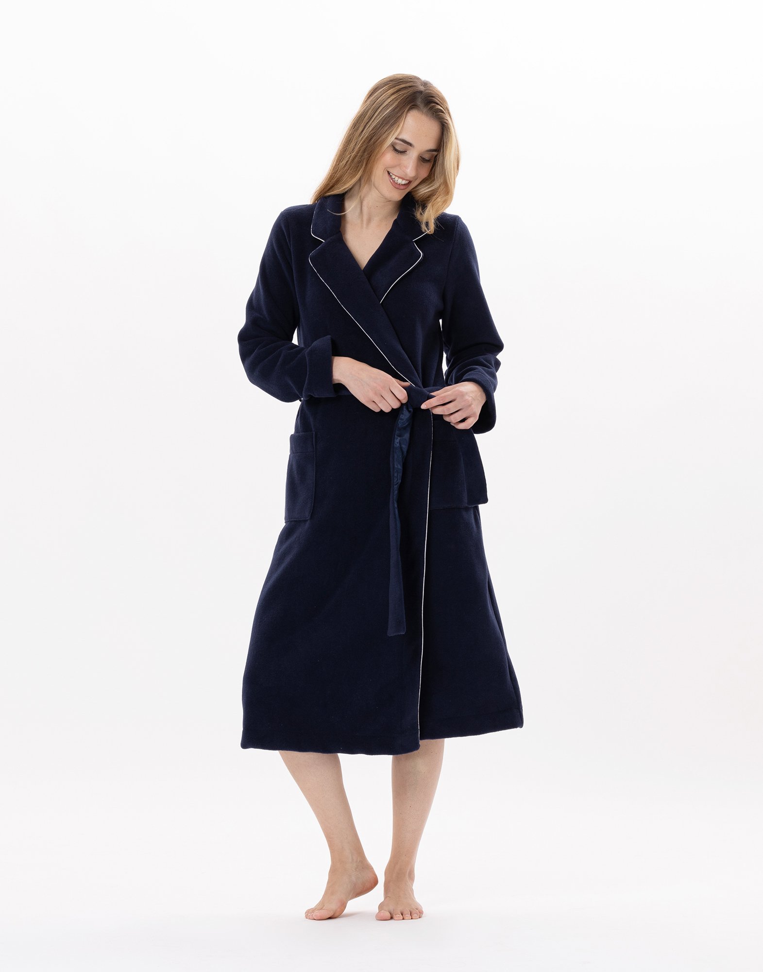 Crossed fleece dressing gown LE CHAT Blue