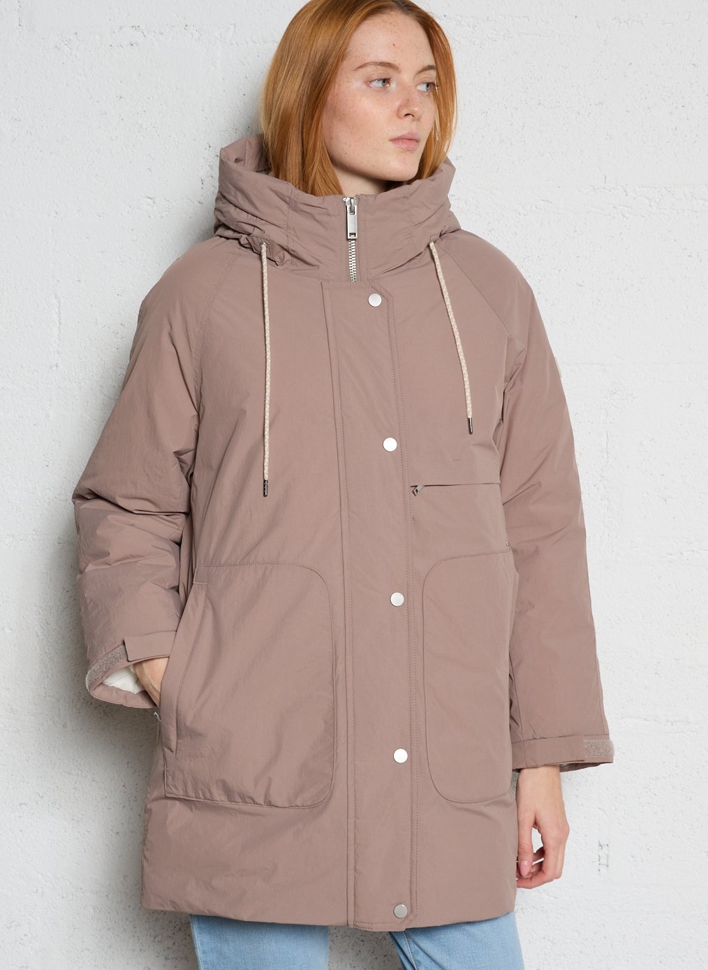 High-neck straight-cut padded jacket IKKS Beige