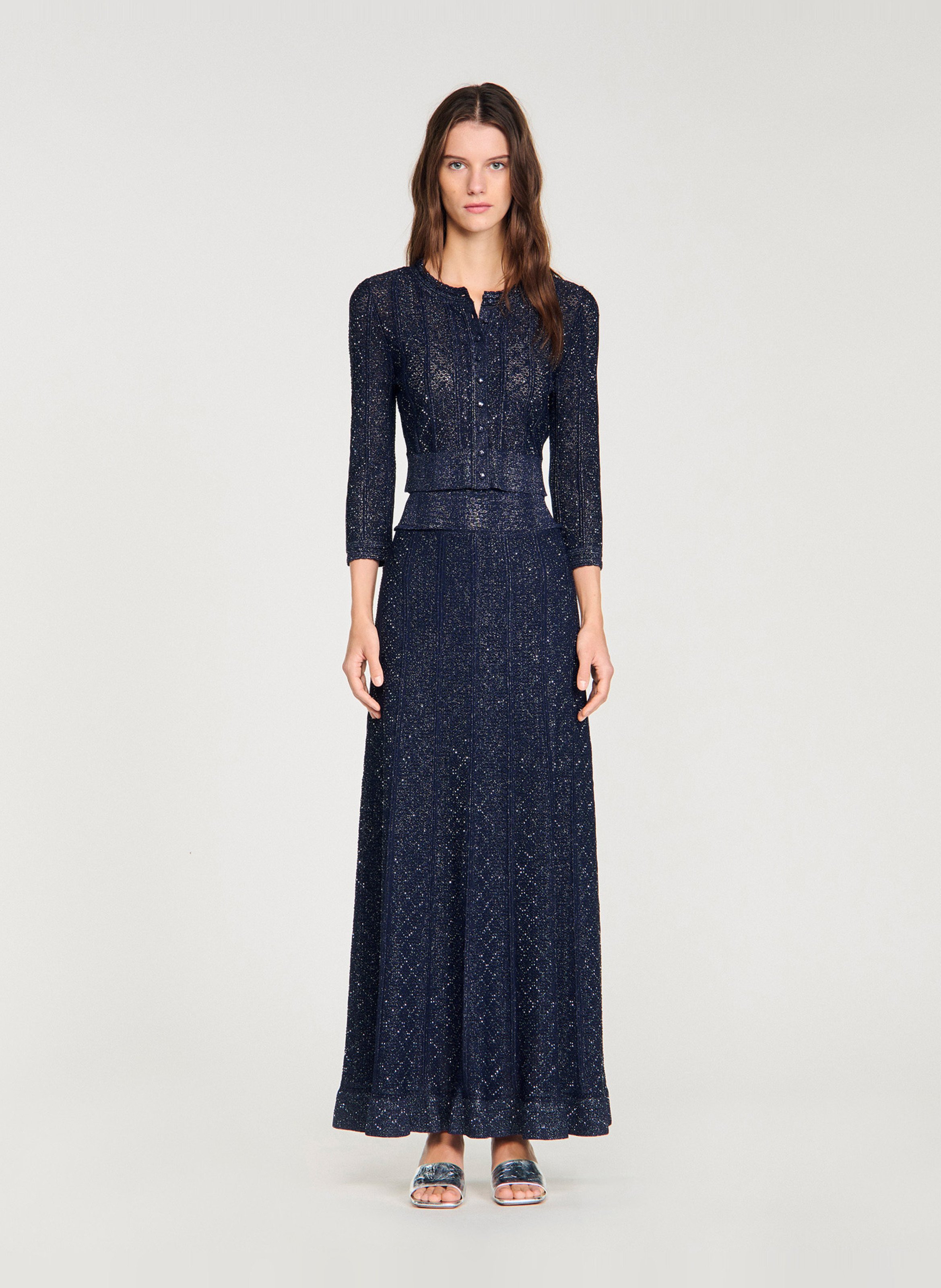 Jupe longue à paillettes SANDRO Bleu