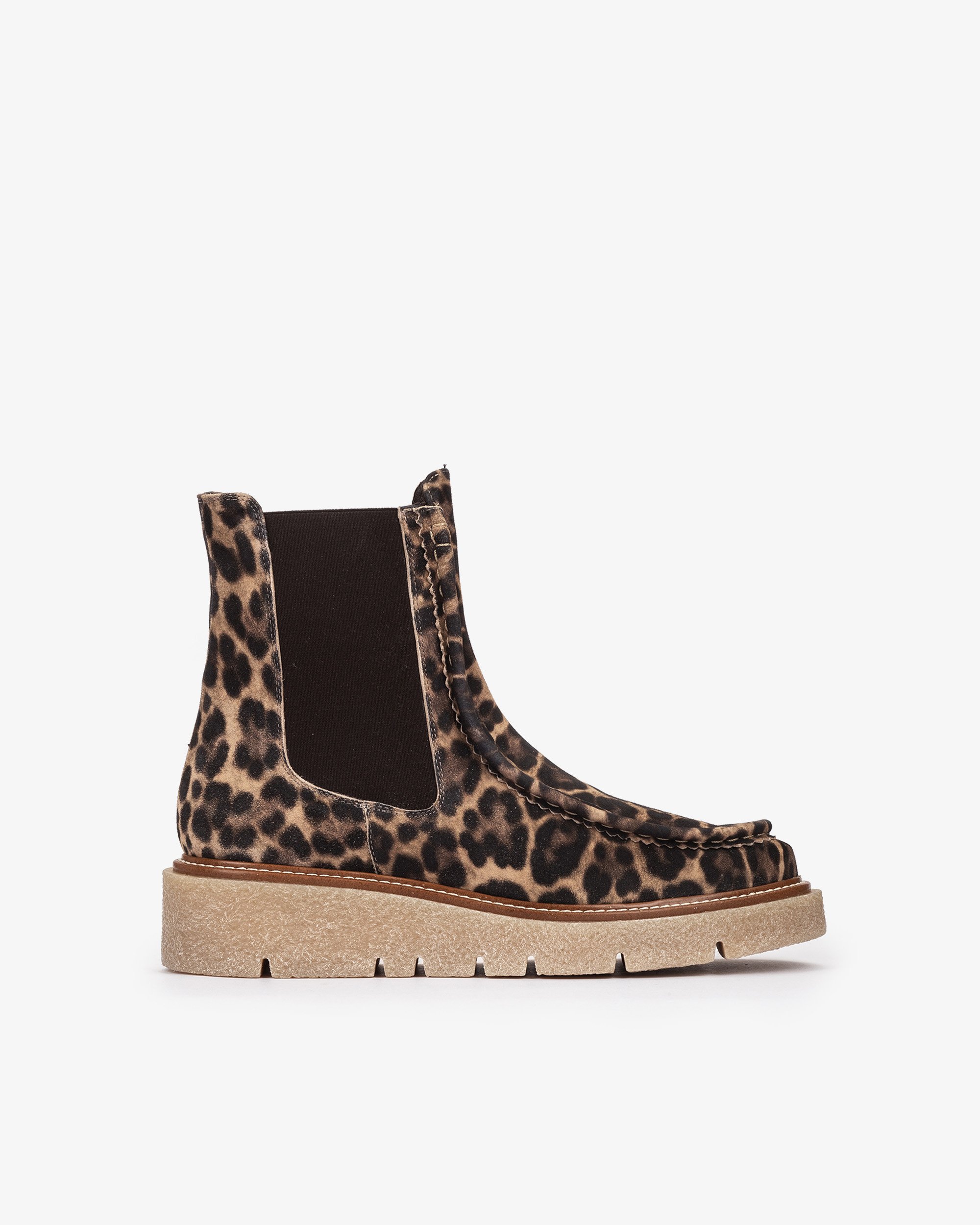 Leopard suede ankle boots with elastic sides. PEDRO MIRALLES Brown