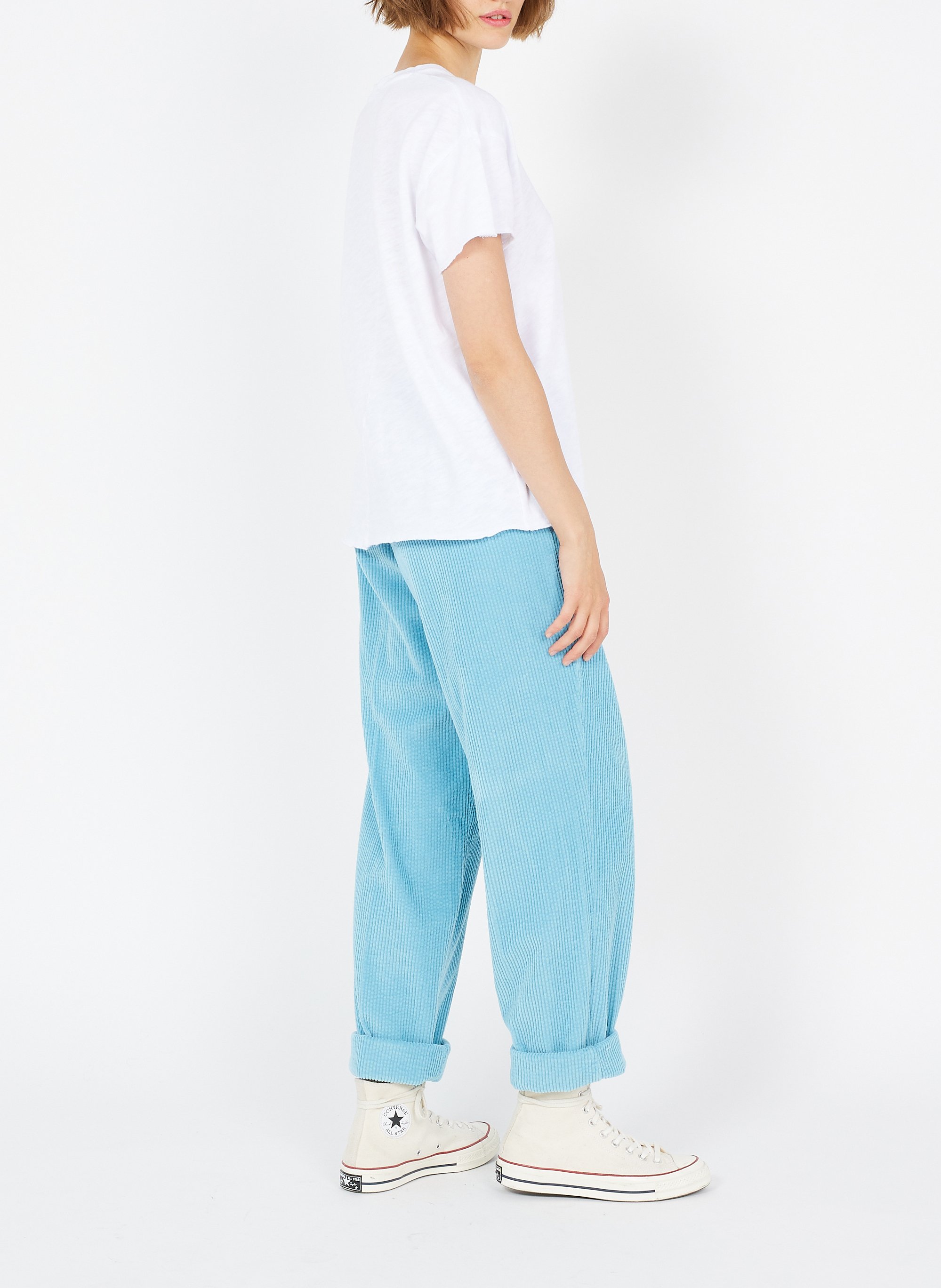 Recht, katoenen T-shirt met ronde hals AMERICAN VINTAGE Wit