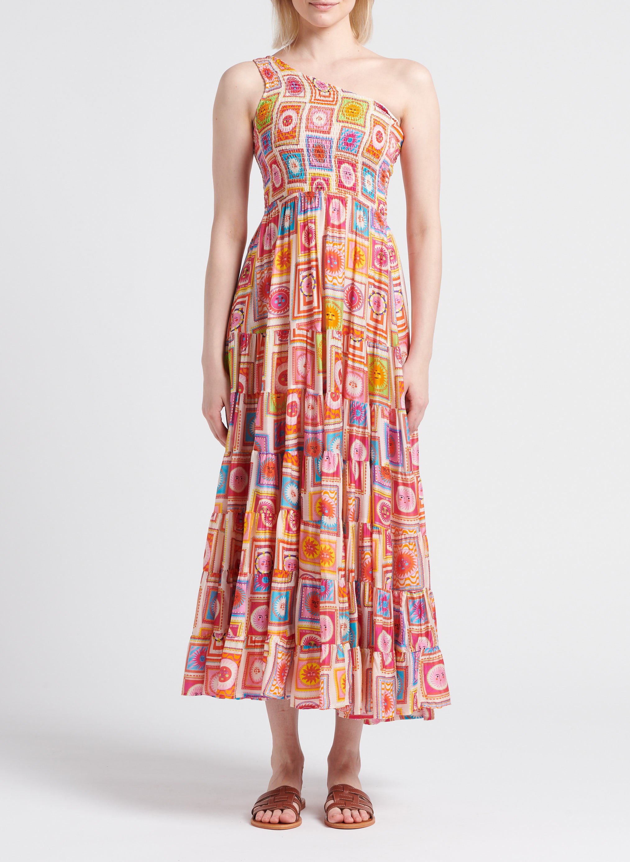 Lange, asymmetrische jurk met print SUNDRESS Veelkleurig