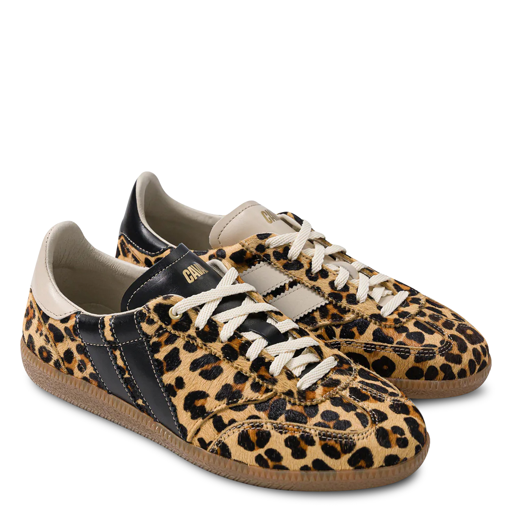 Low-top pony leather printed sneakers CAVAL Beige