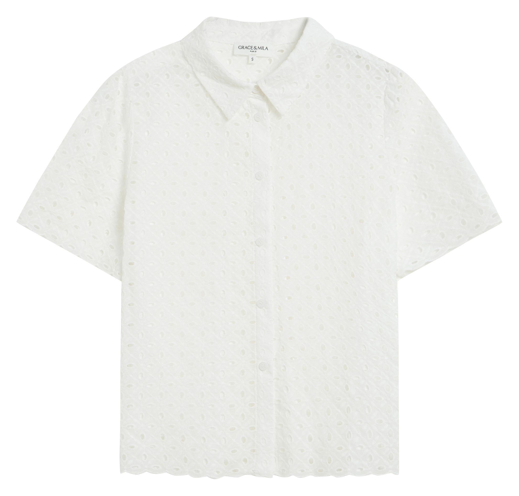 Chemise col classique en coton GRACE ET MILA Blanc