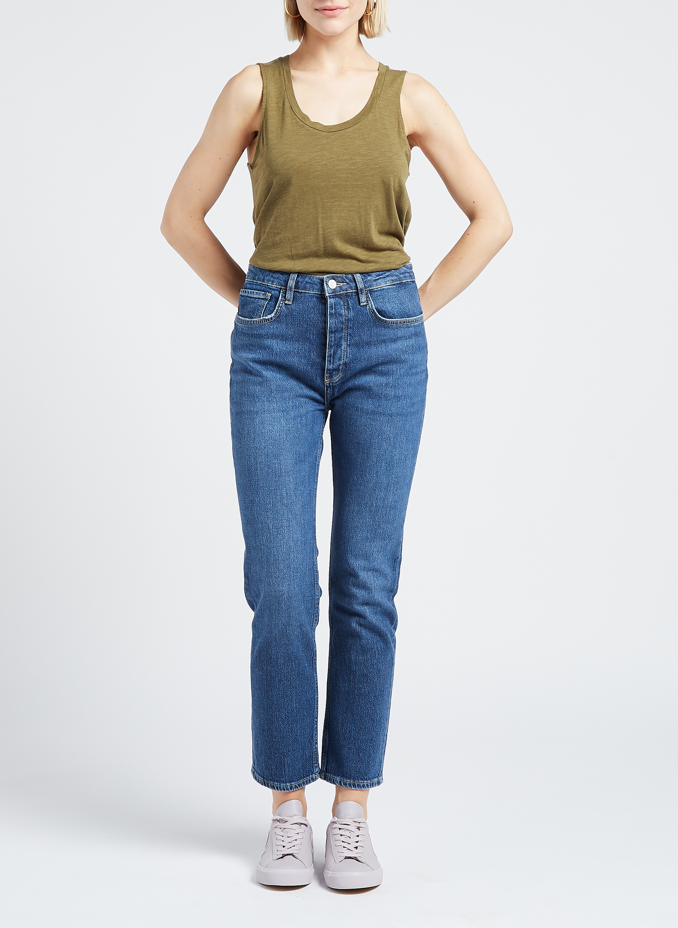 Rundhals-Tanktop aus Baumwoll-Mix AMERICAN VINTAGE Khaki