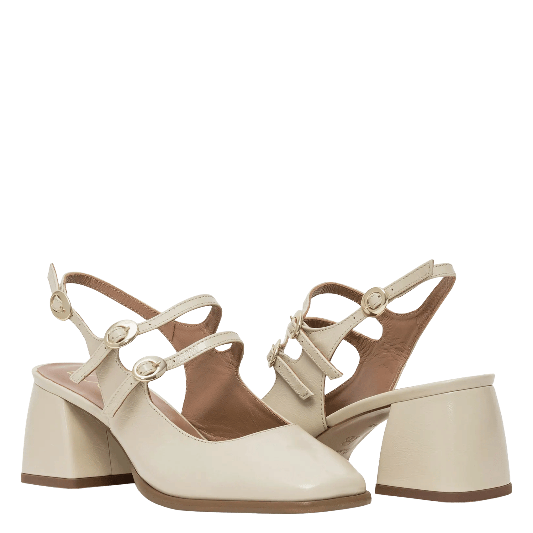 Hoge sandalen van leer BOCAGE Beige