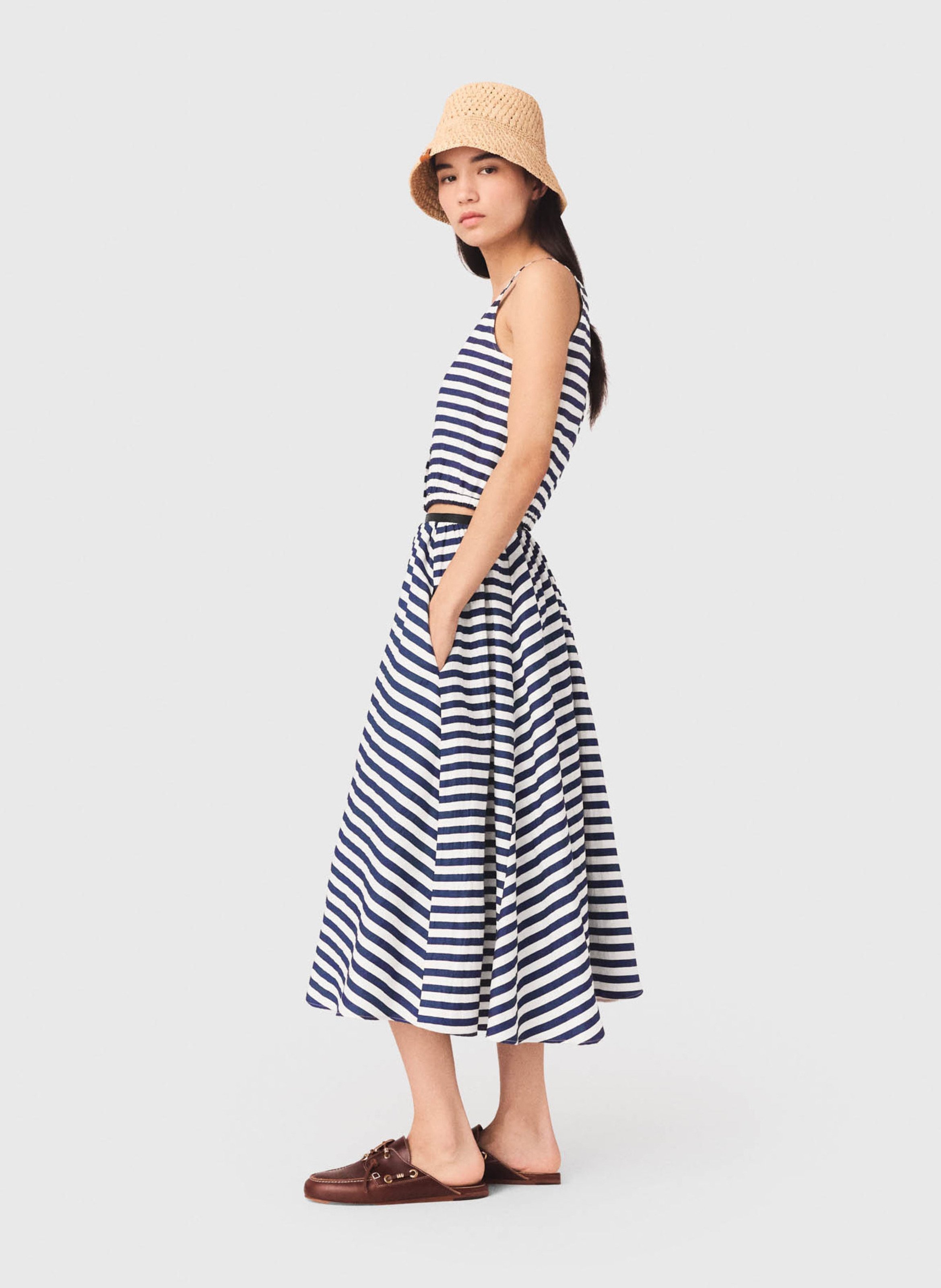 Round-neck straight crop top MAJE White