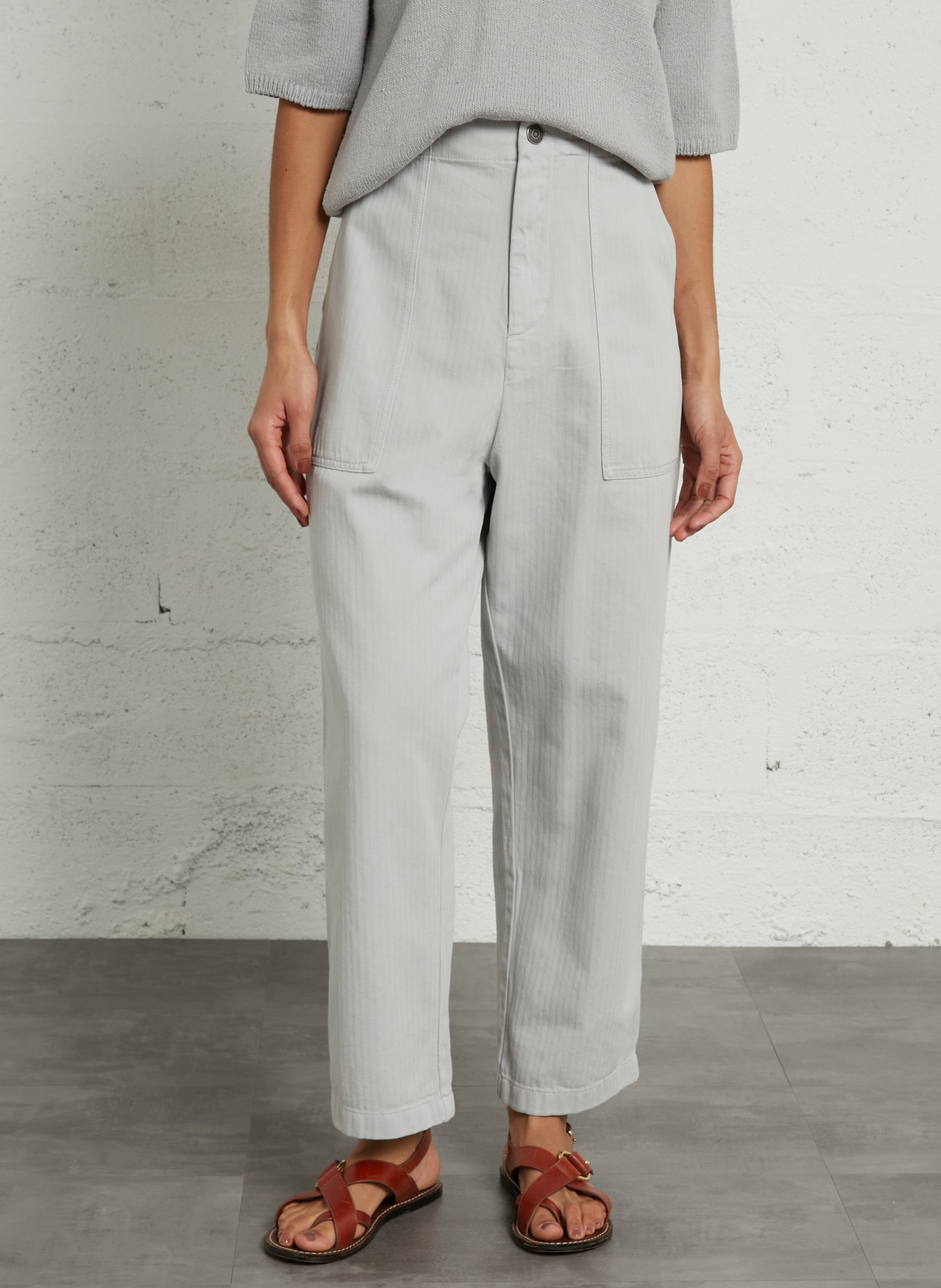 High-rise wide-leg cotton jeans MASSCOB Grey