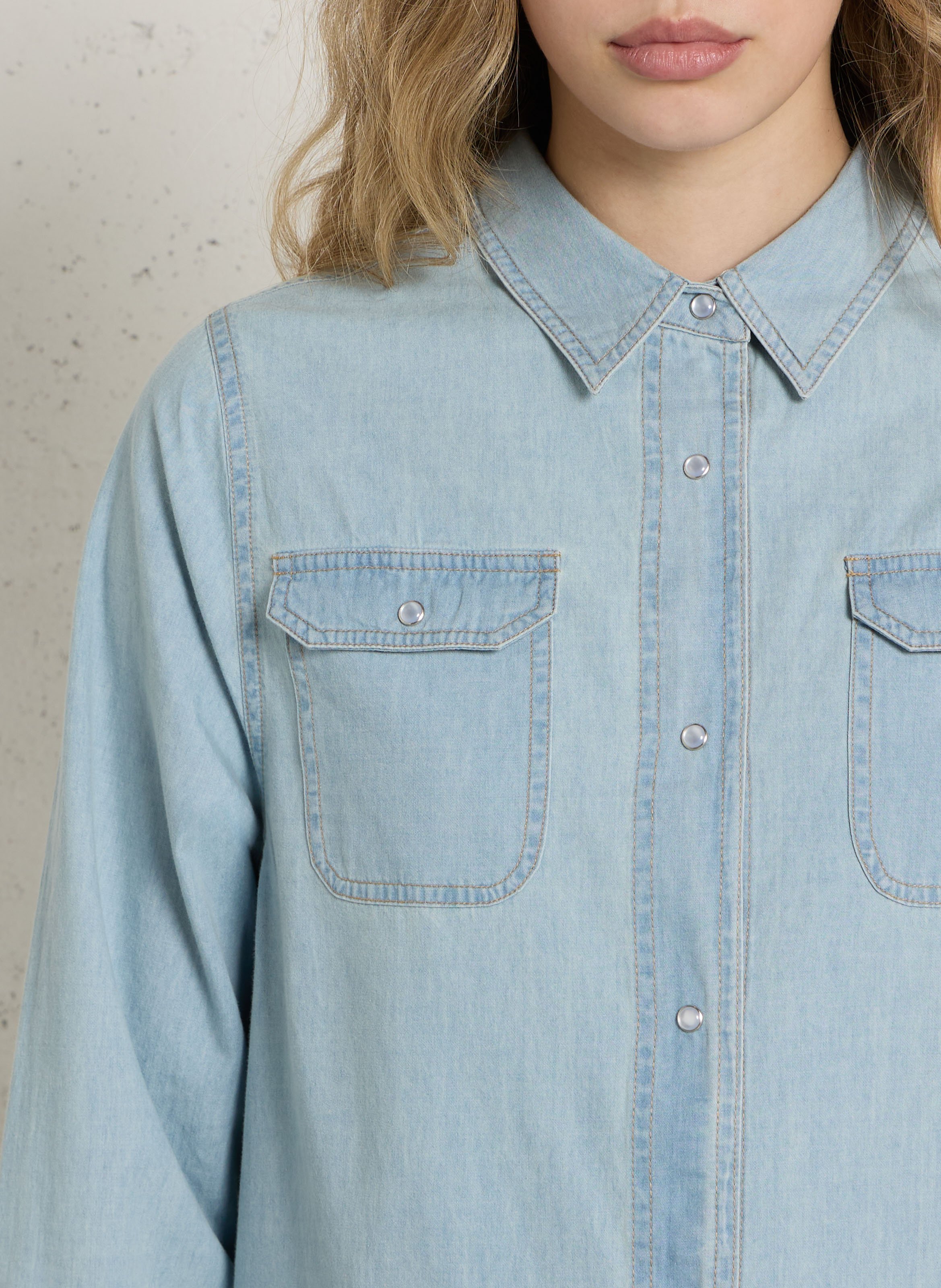 Midi-Jeanskleid mit klassischem Kragen BELLA JONES Blau