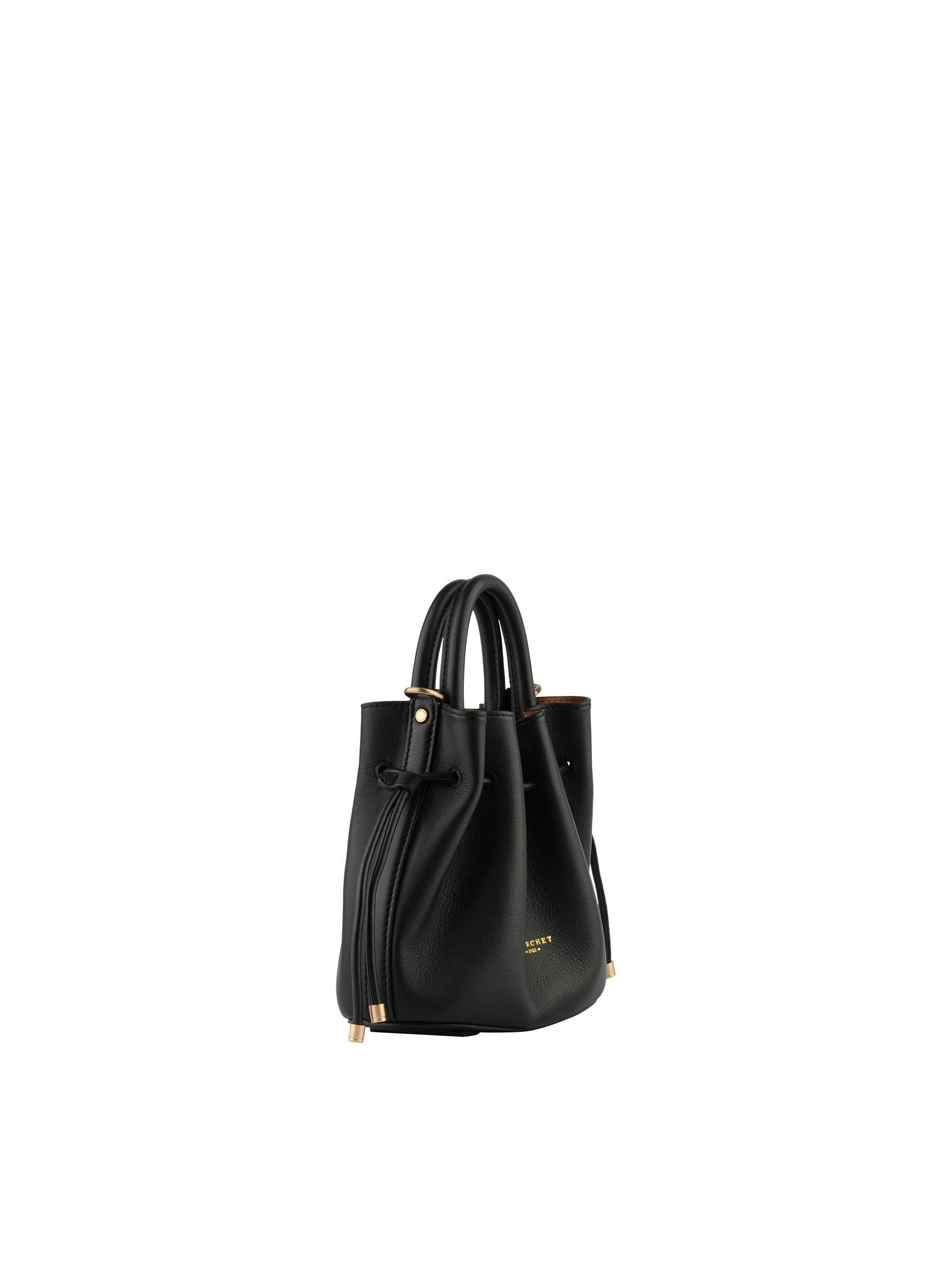 Calfskin leather handbag POURCHET Black