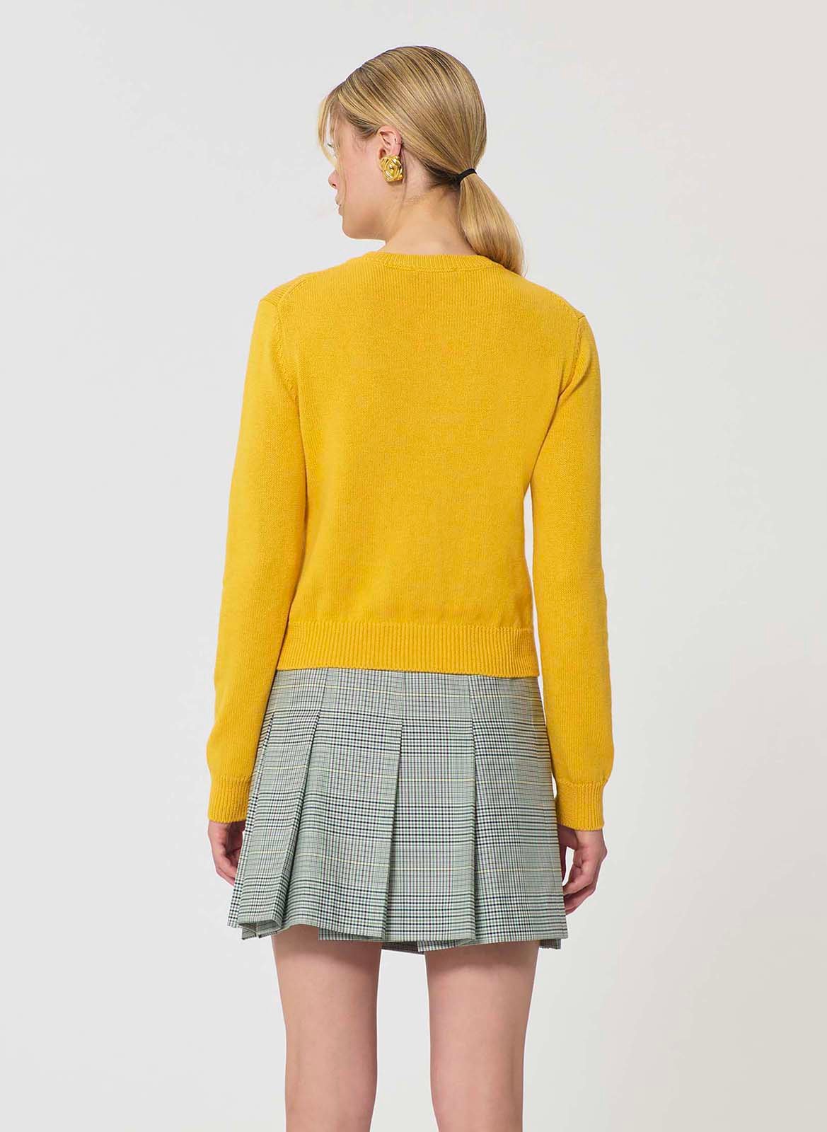 Cardigan col rond boutonné uni TARA JARMON Jaune