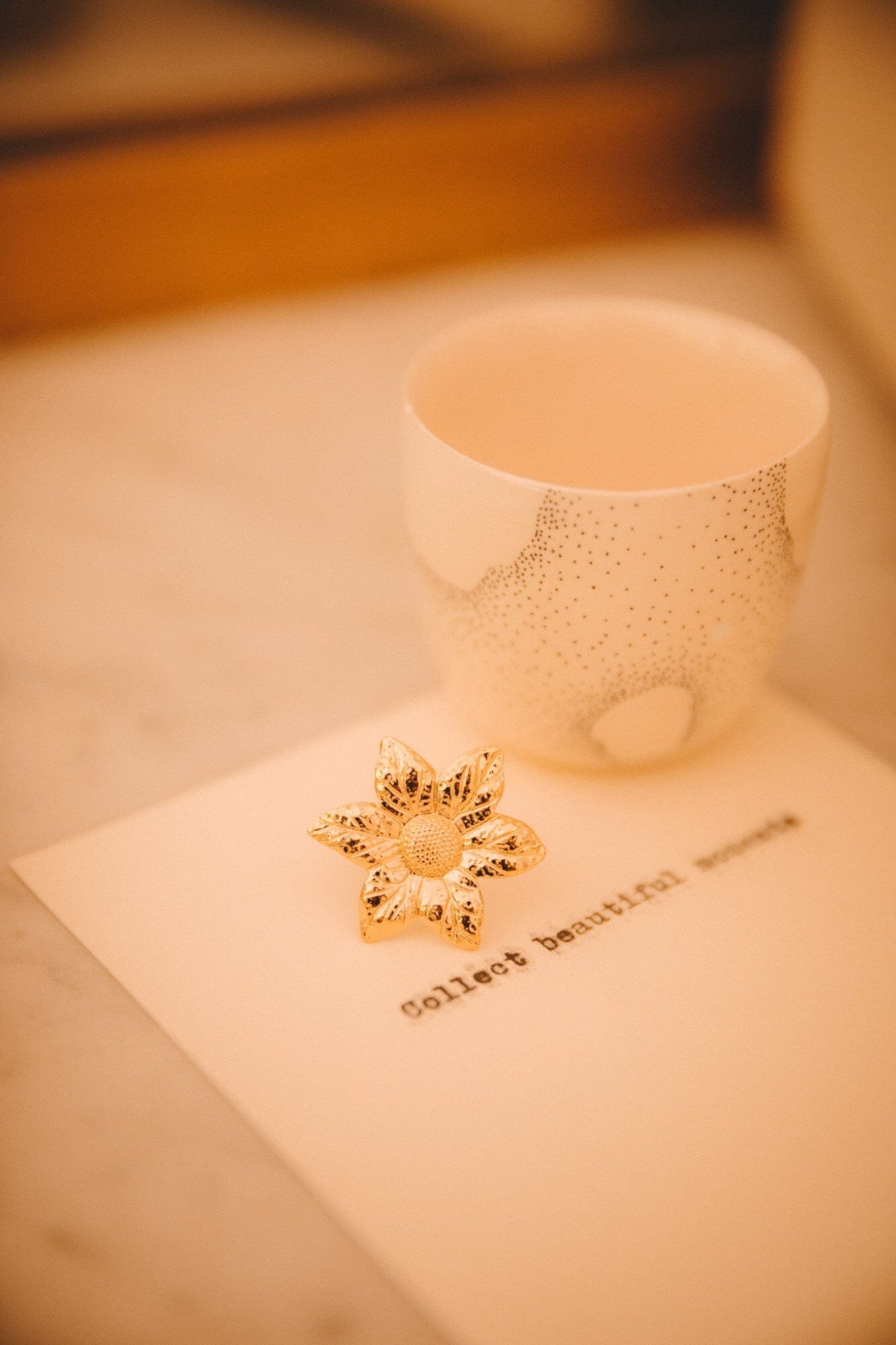 Maxi gold-plated flower ring MONSIEUR SIMONE Golden