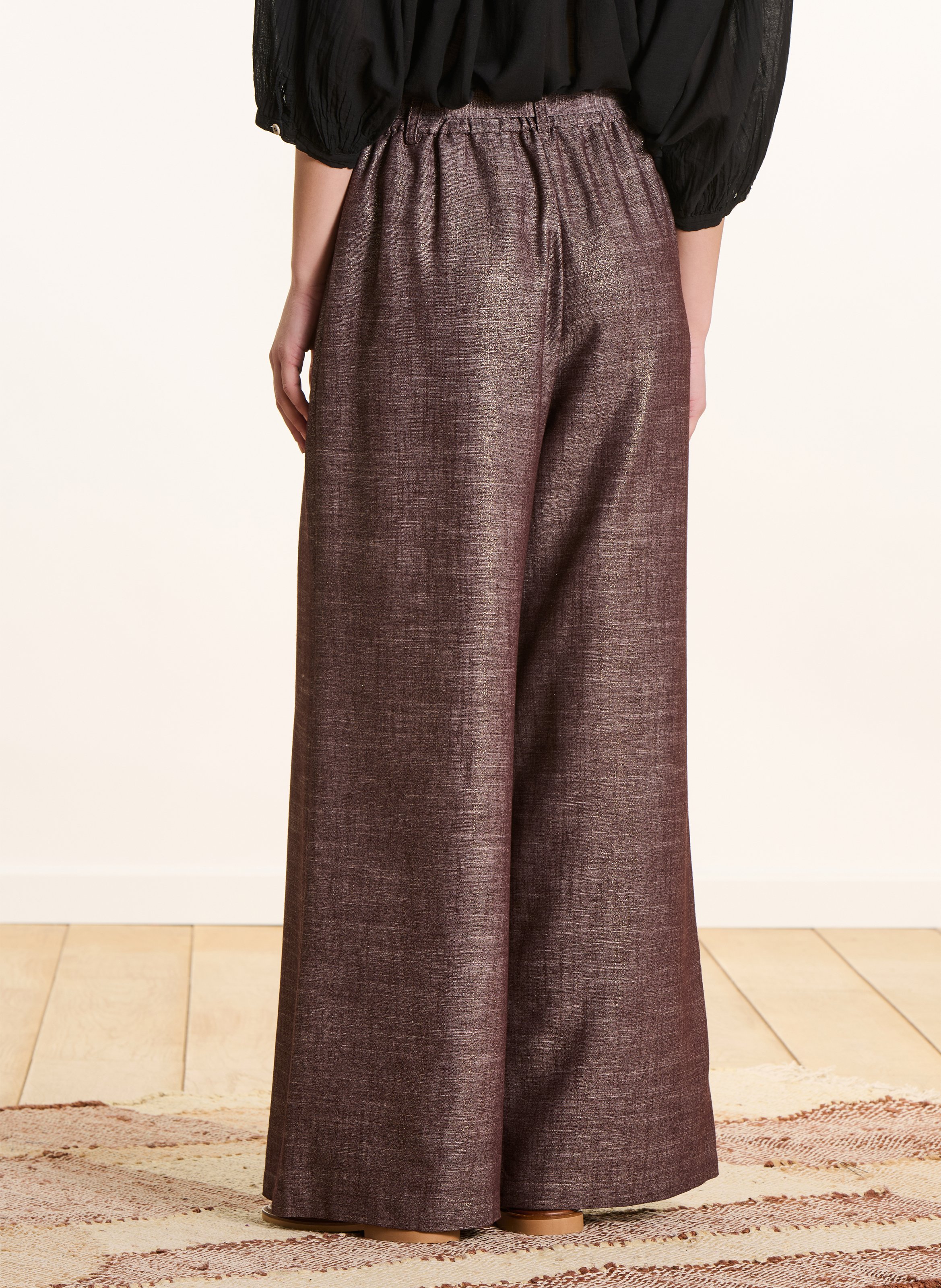 Wide-leg glitter pants LA FEE MARABOUTEE Brown
