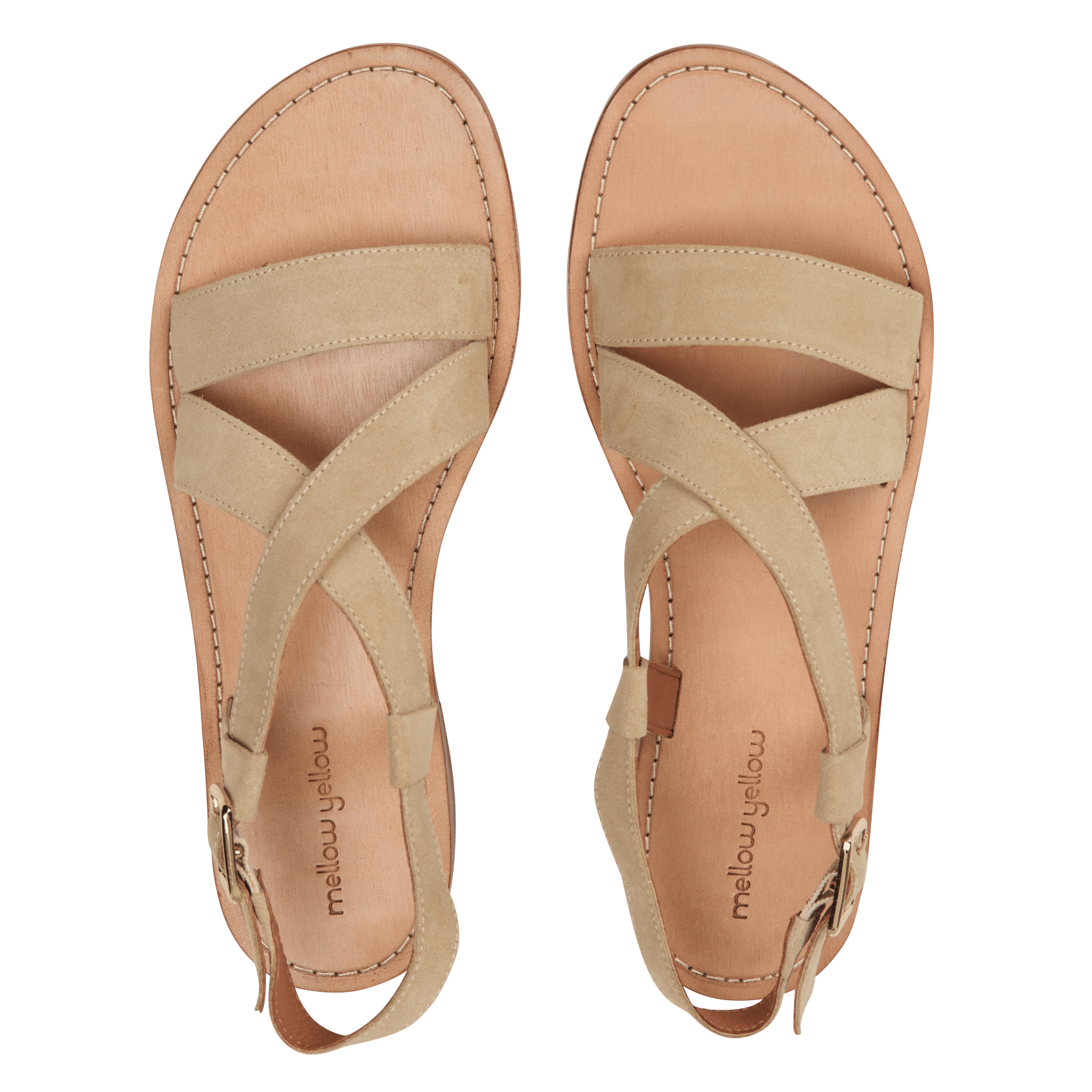 Sandales plates en cuir MELLOW YELLOW Beige