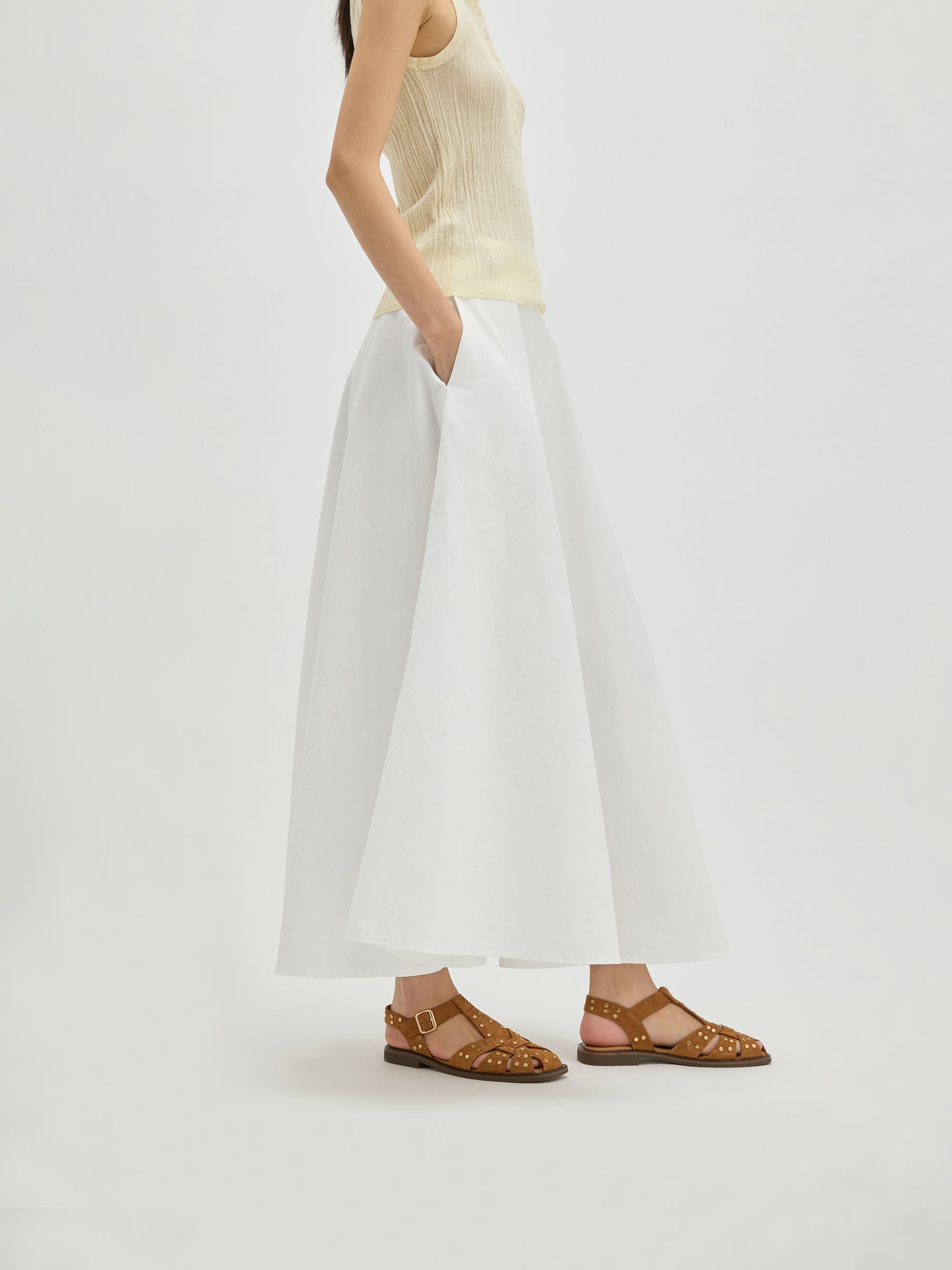 Flat studded suede sandals with wide crisscross straps VANESSA WU No Color