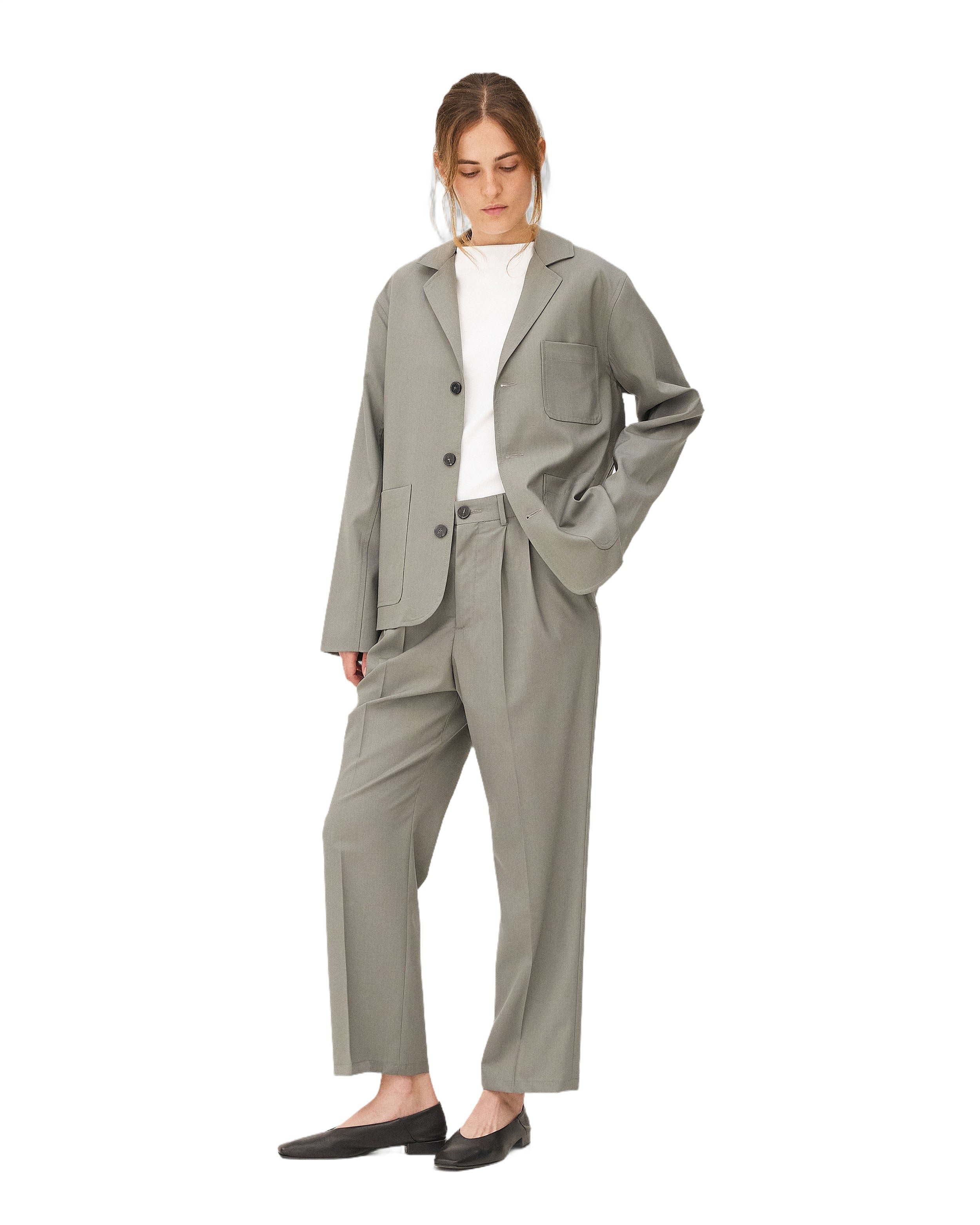 Pleated trousers Eucalyptus Noyoco Green