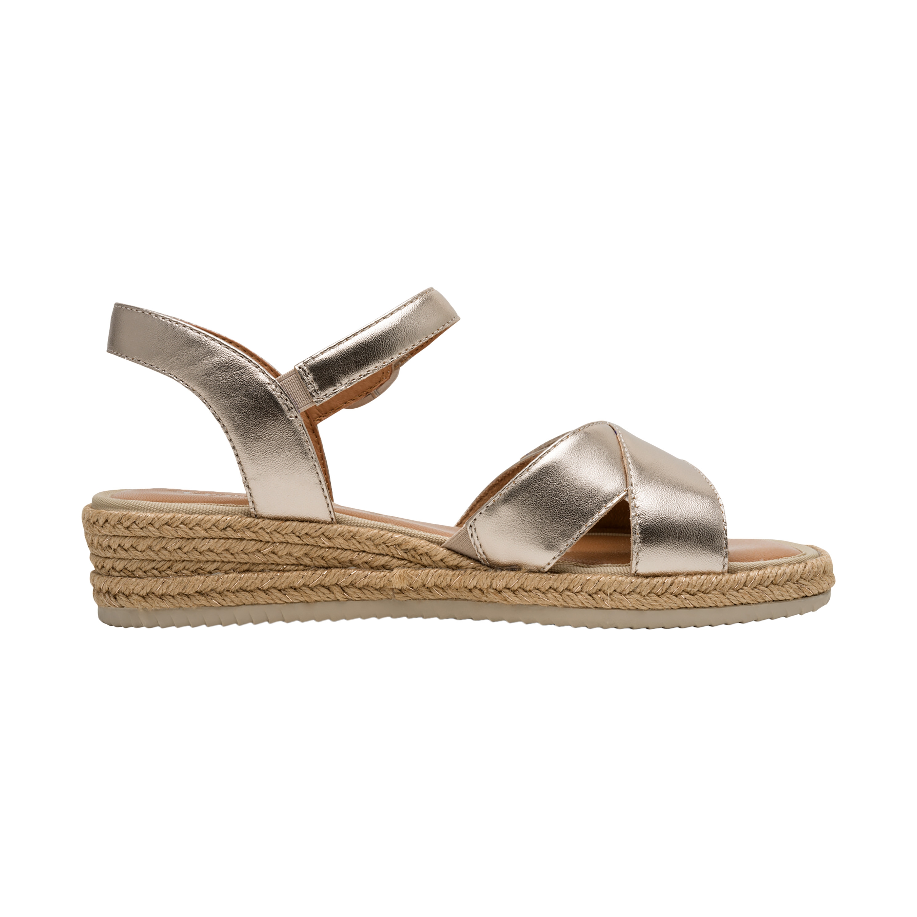 Comfort leather wedge sandals TAMARIS Golden