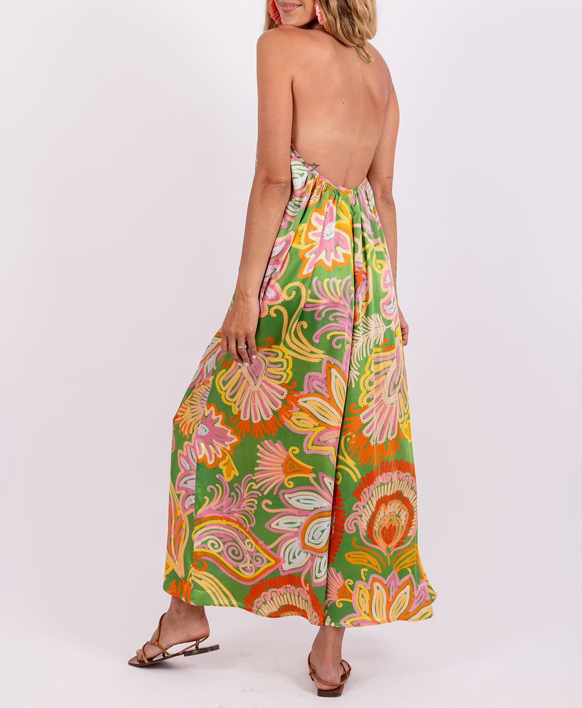 Sleeveless Wide-Leg Printed Jumpsuit SUNDRESS Green