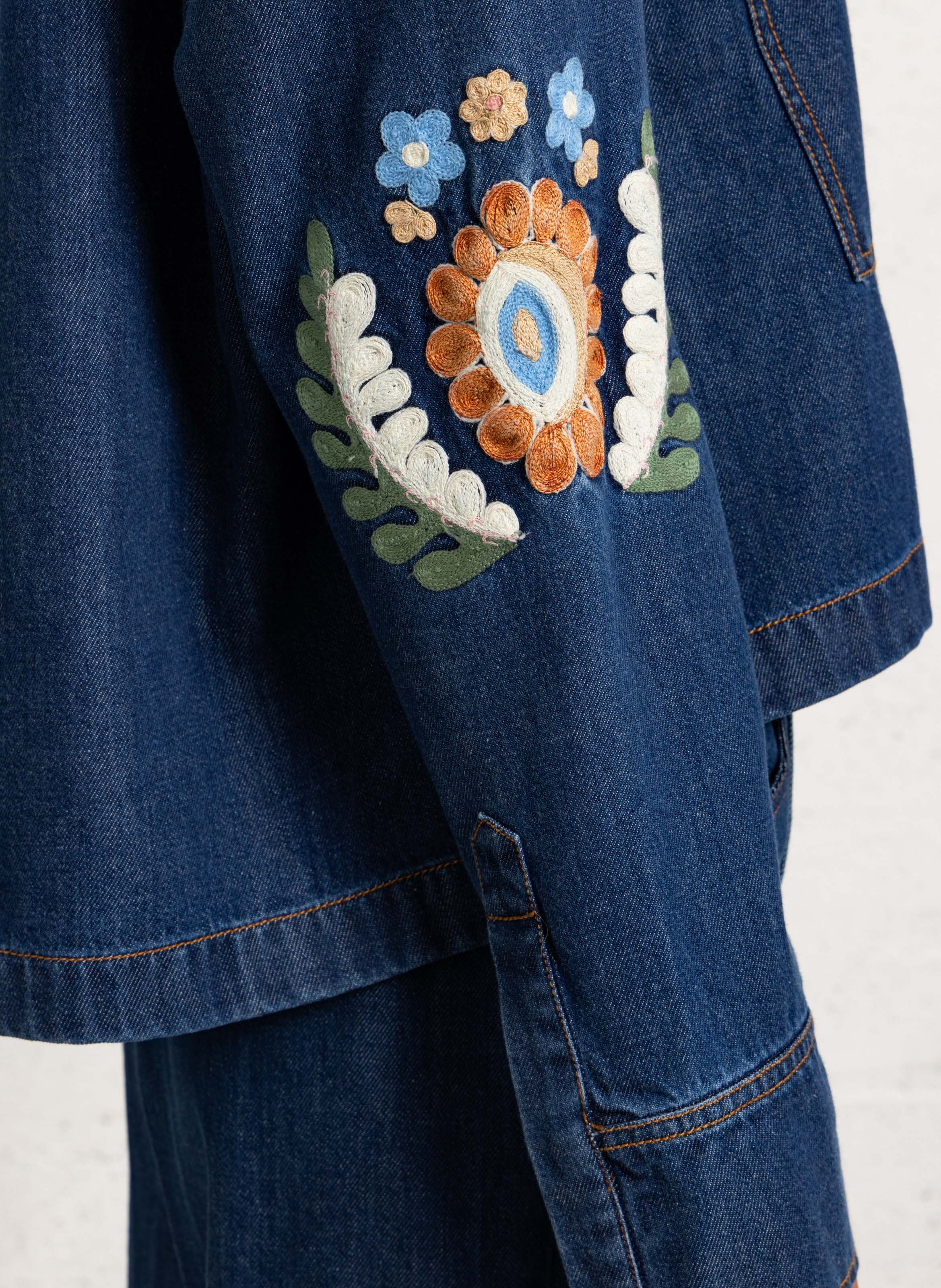 High-waisted cotton-blend canvas jeans LOUISE MISHA Blue