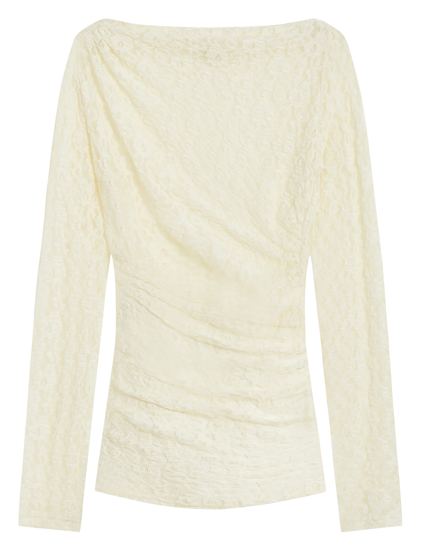 Straight round-neck lace top GRACE ET MILA White
