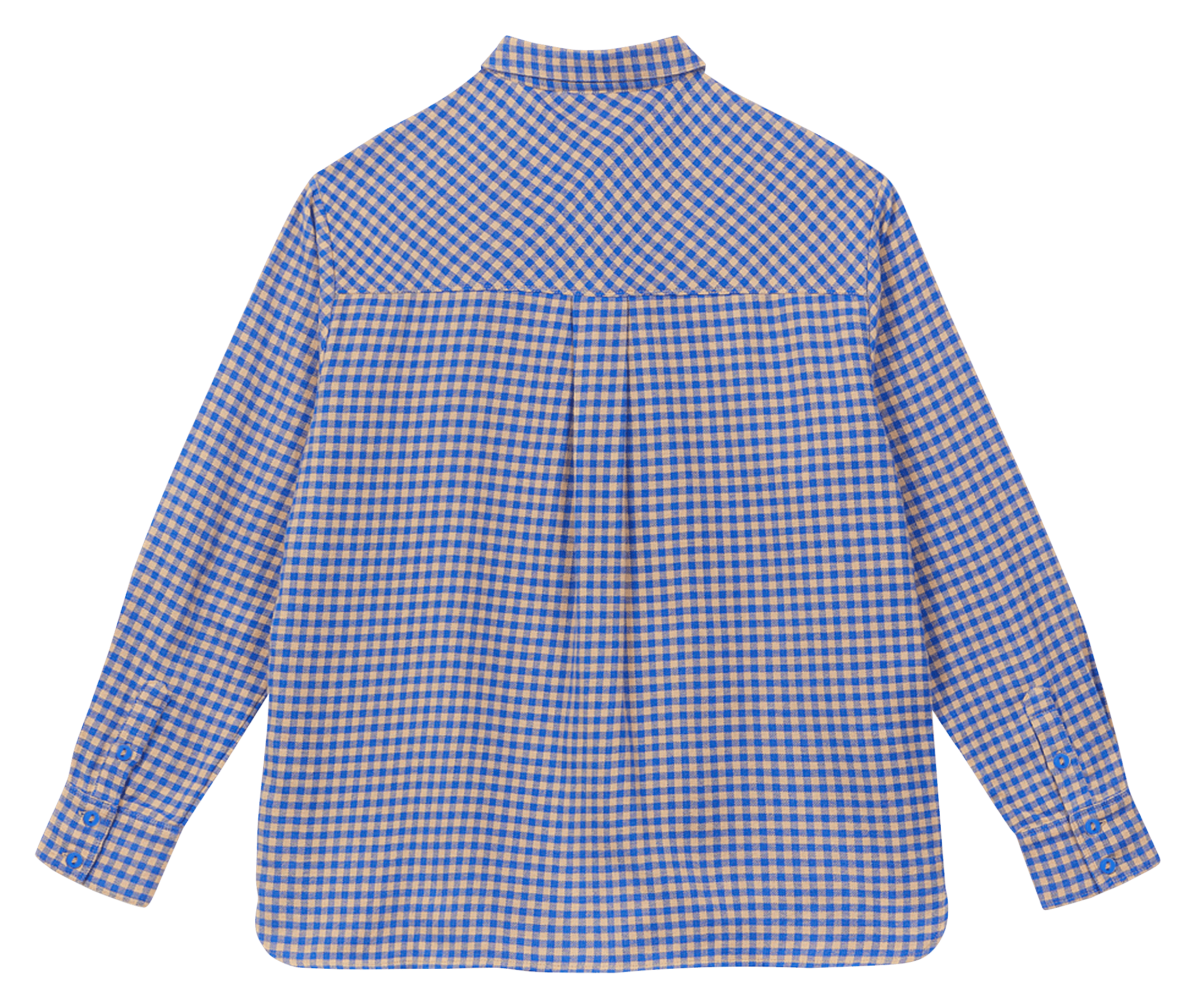 Wijdvallende biologisch katoenen vichy blouse A.P Blauw