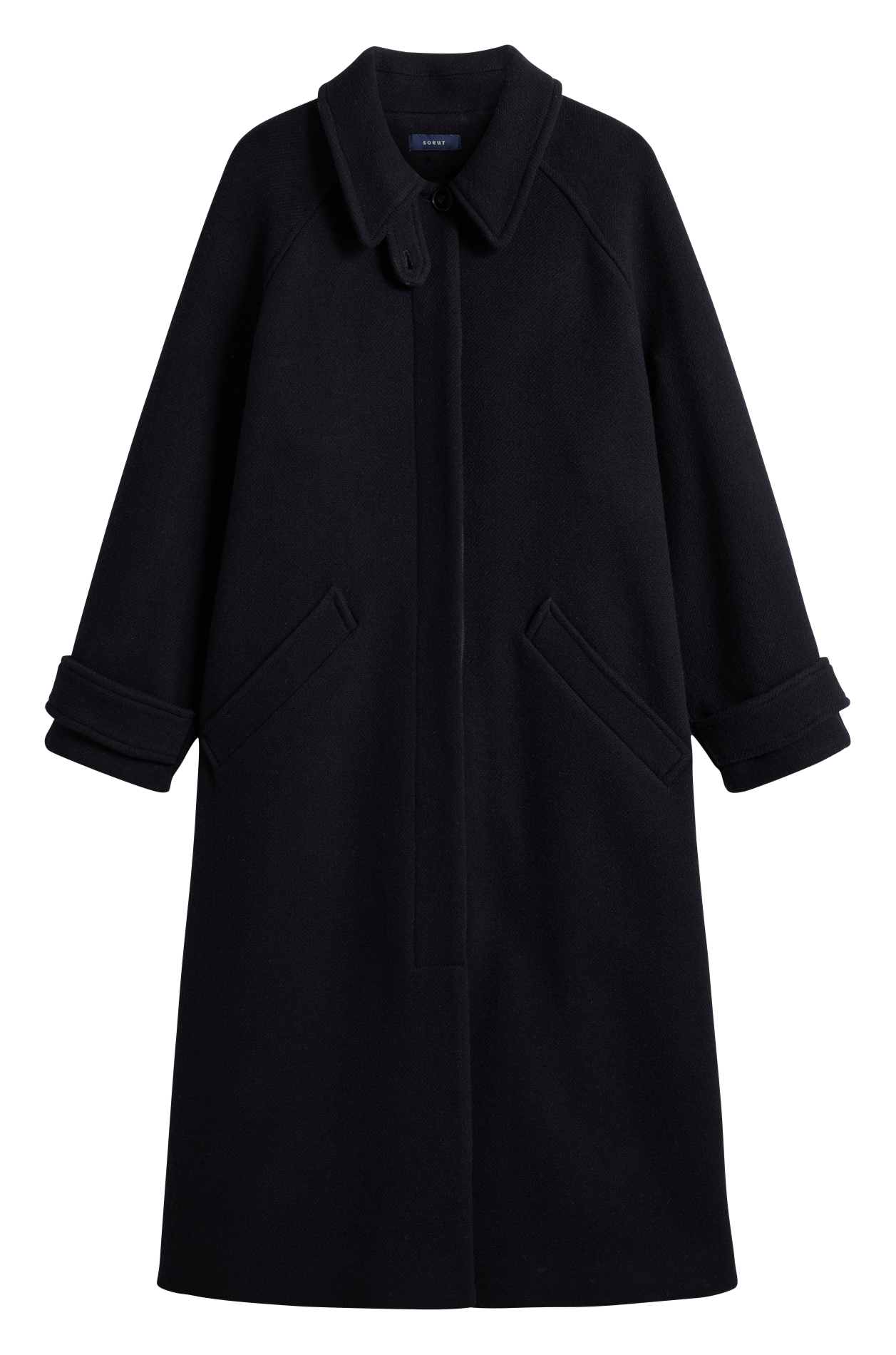 Long wool-blend coat with classic collar SOEUR Blue
