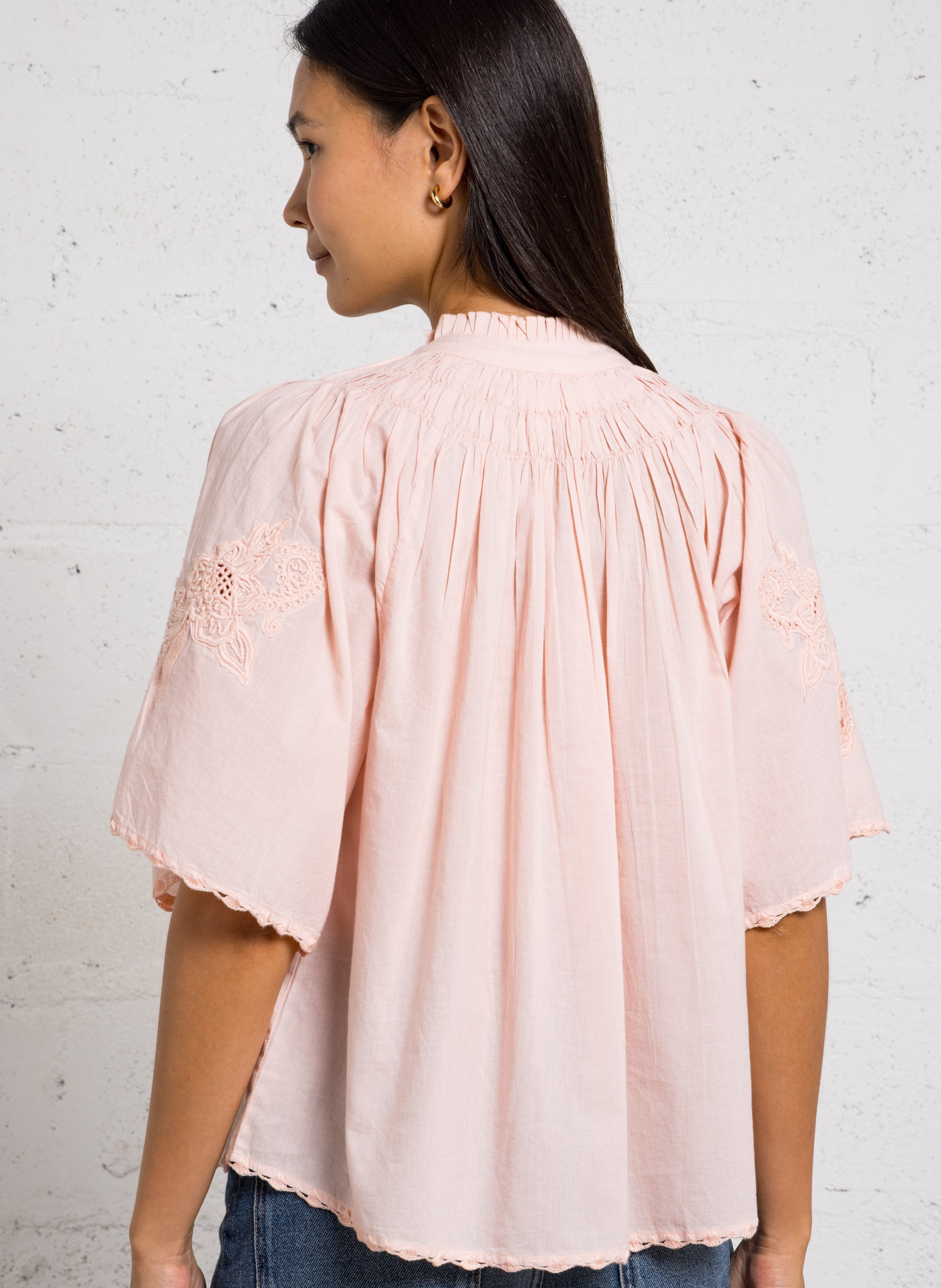 Round-neck cotton blouse MAISON 123 Pink