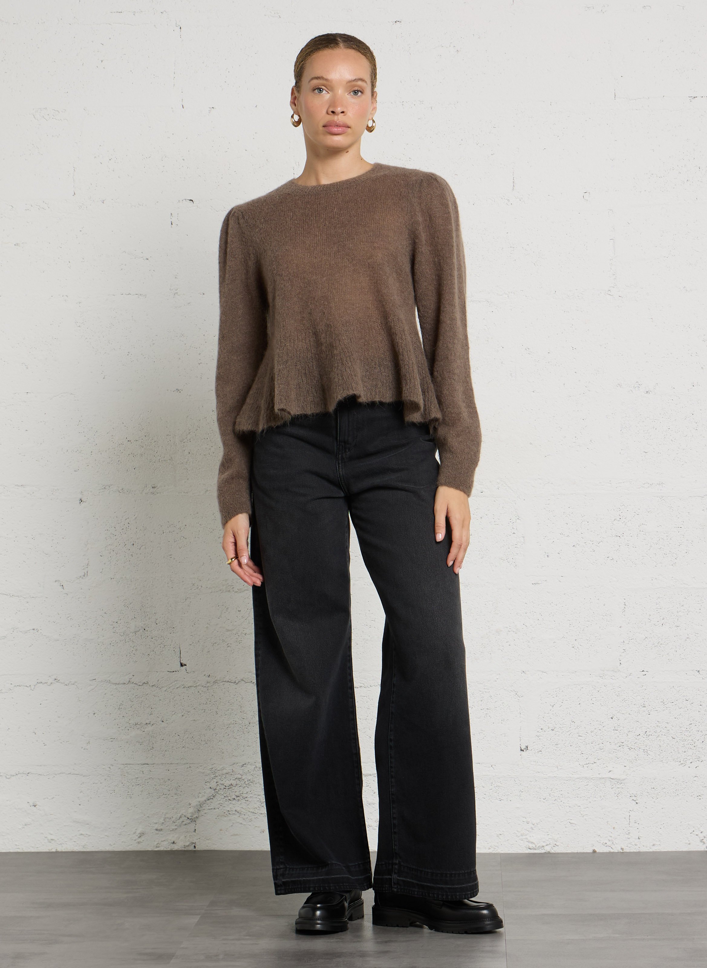 Ausgestellter Pullover aus Wollmischung DES PETITS HAUTS Grau