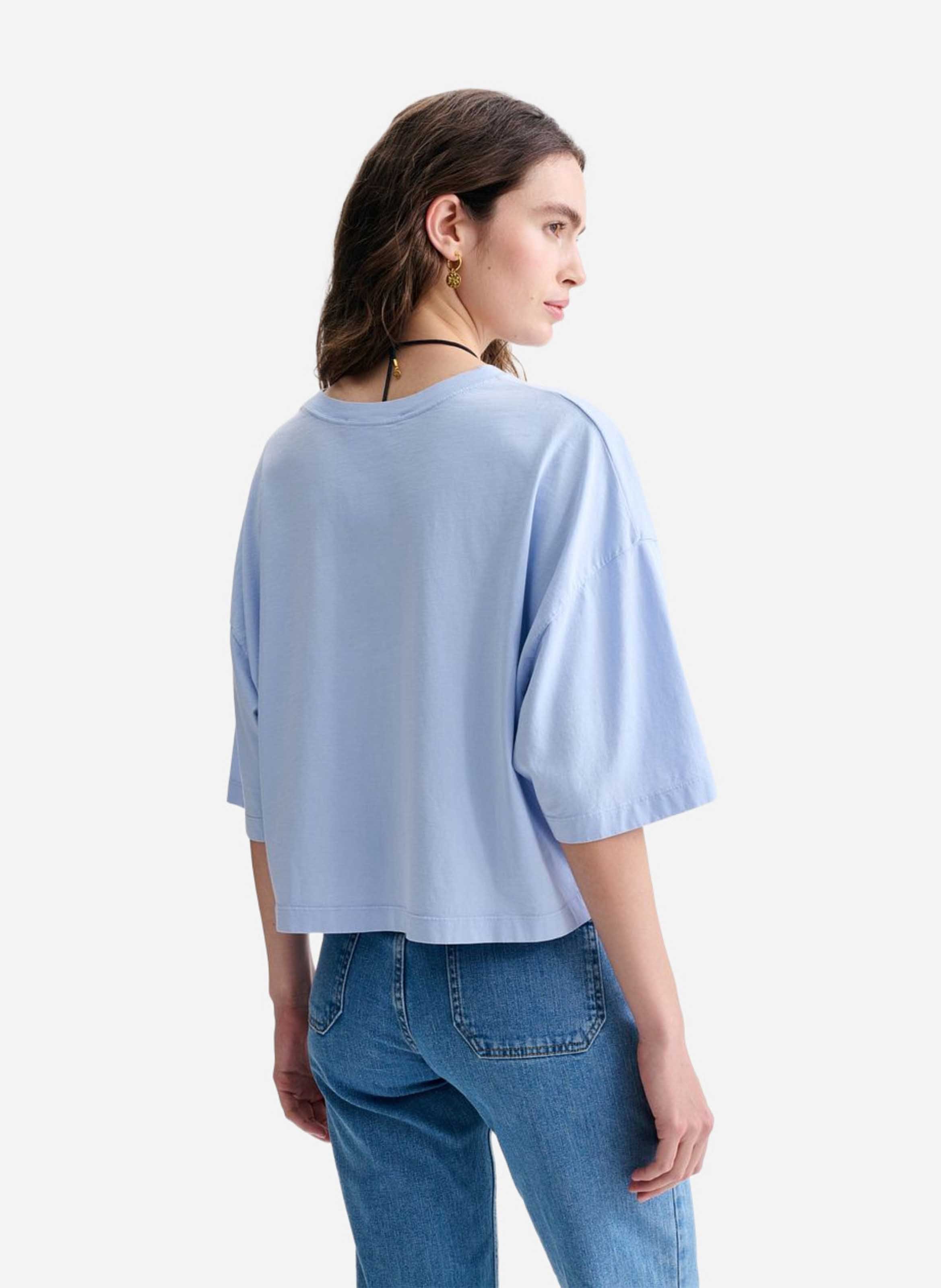 Kort T-shirt van biokatoen | Blauw VANESSA BRUNO Dames