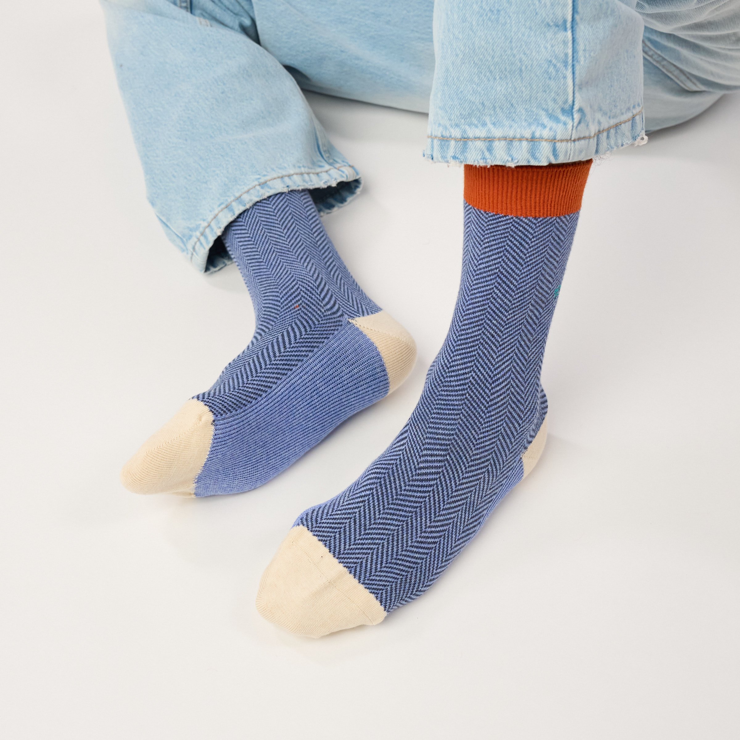 Combed cotton herringbone socks | Blue BILLYBELT Men