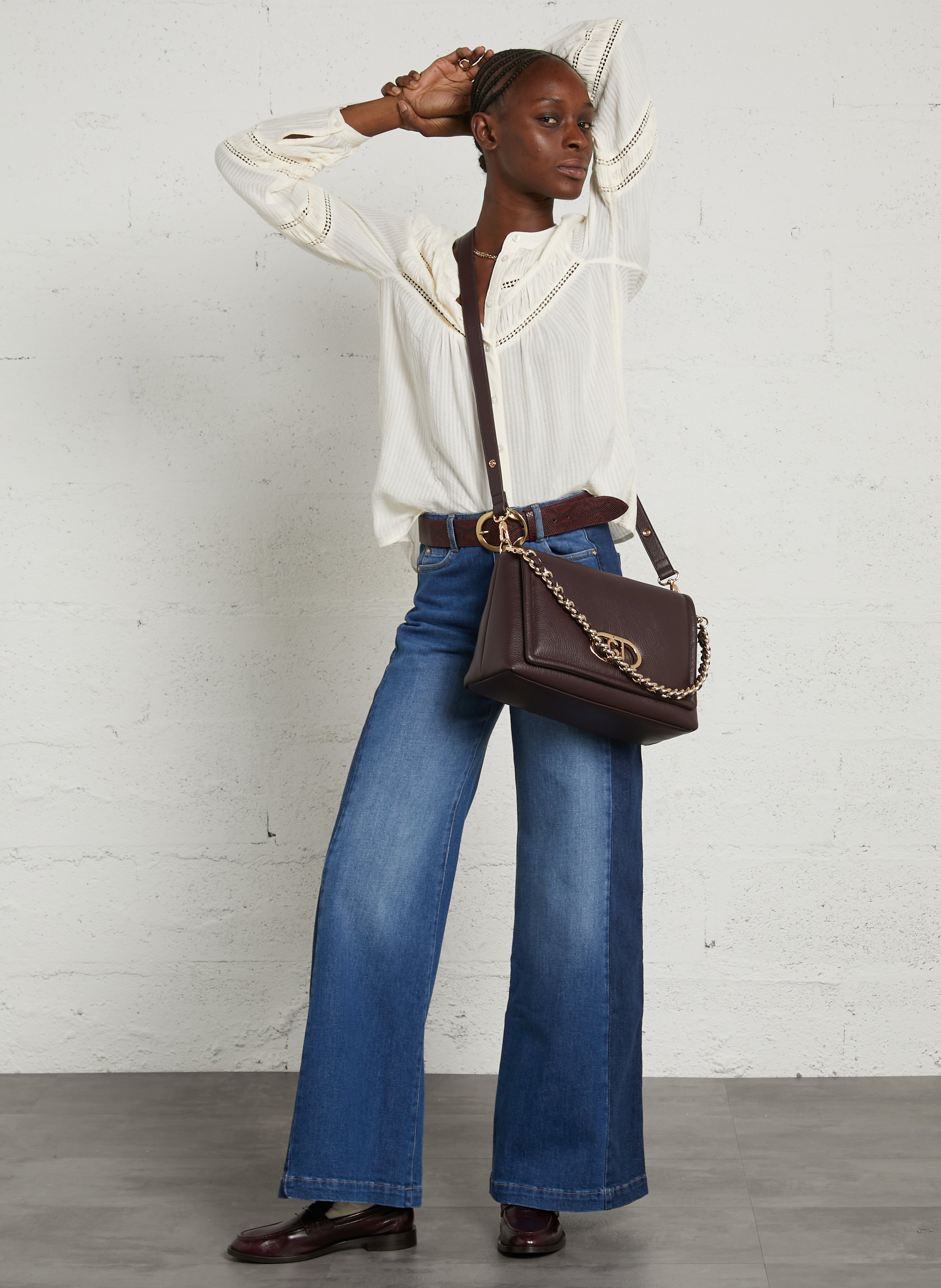 Sac bandoulière effet cuir LIU JO Prune