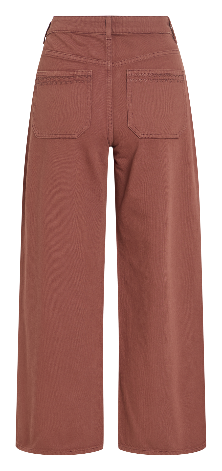 Jean large taille haute en denim de coton VILA Marron