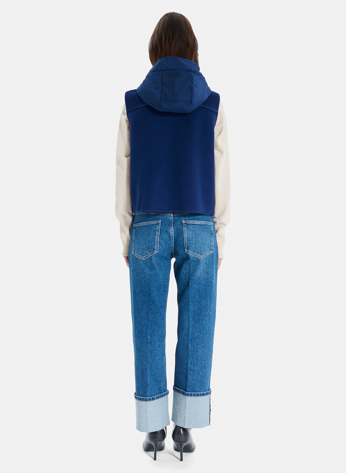Mouwloos recht vest van gemengde wol ZAPA Blauw
