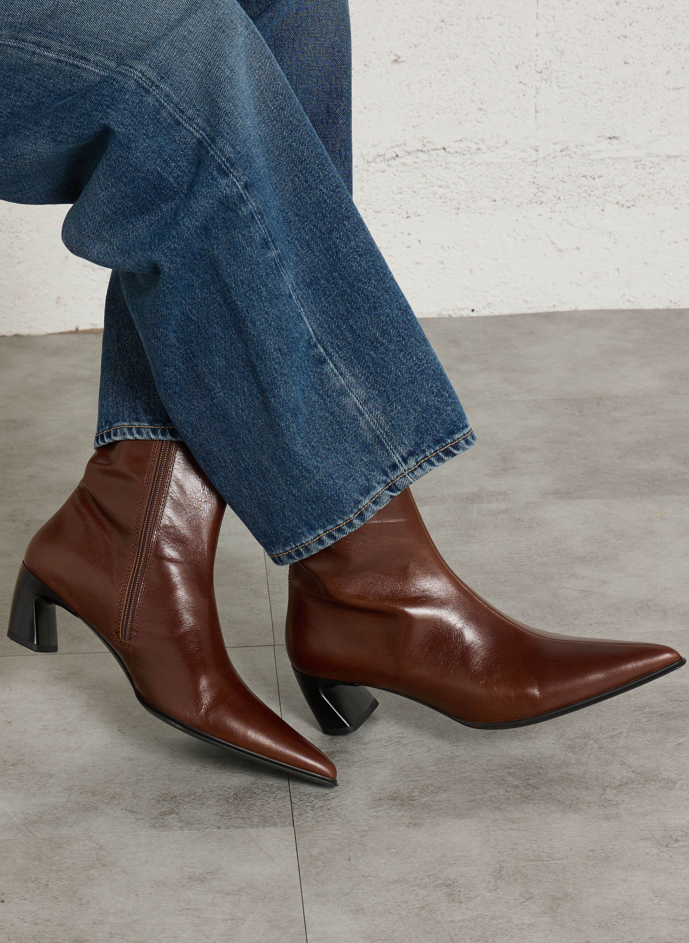 Bottines à bout pointu en cuir VAGABOND Marron