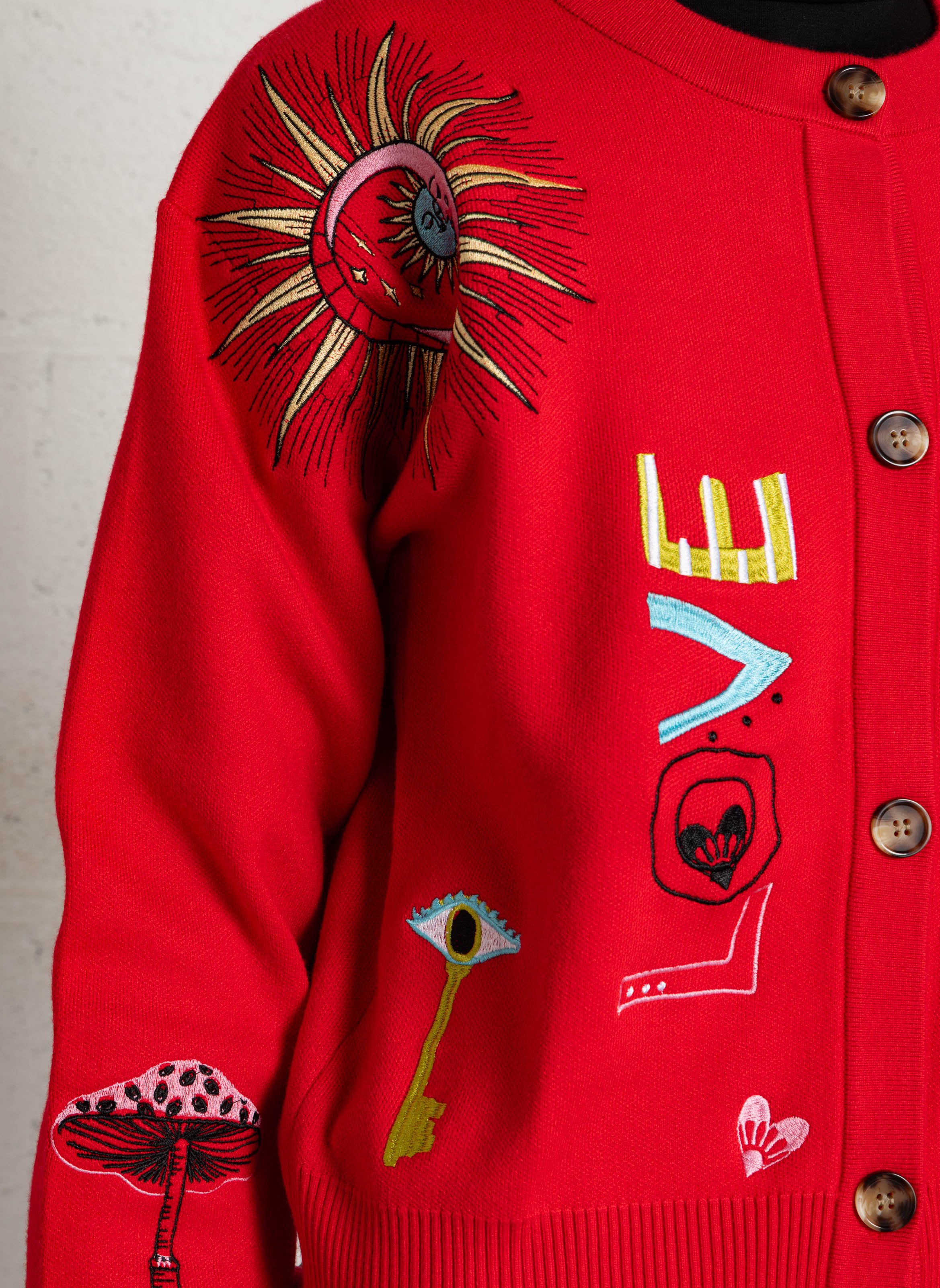 Recht gilet met ronde hals en borduursel NEVER FULLY DRESSED Rood