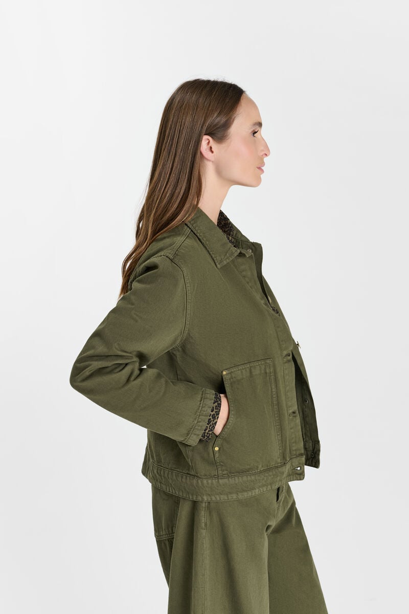 Buttoned shirt-collar jacket LE TEMPS DES CERISES Khaki