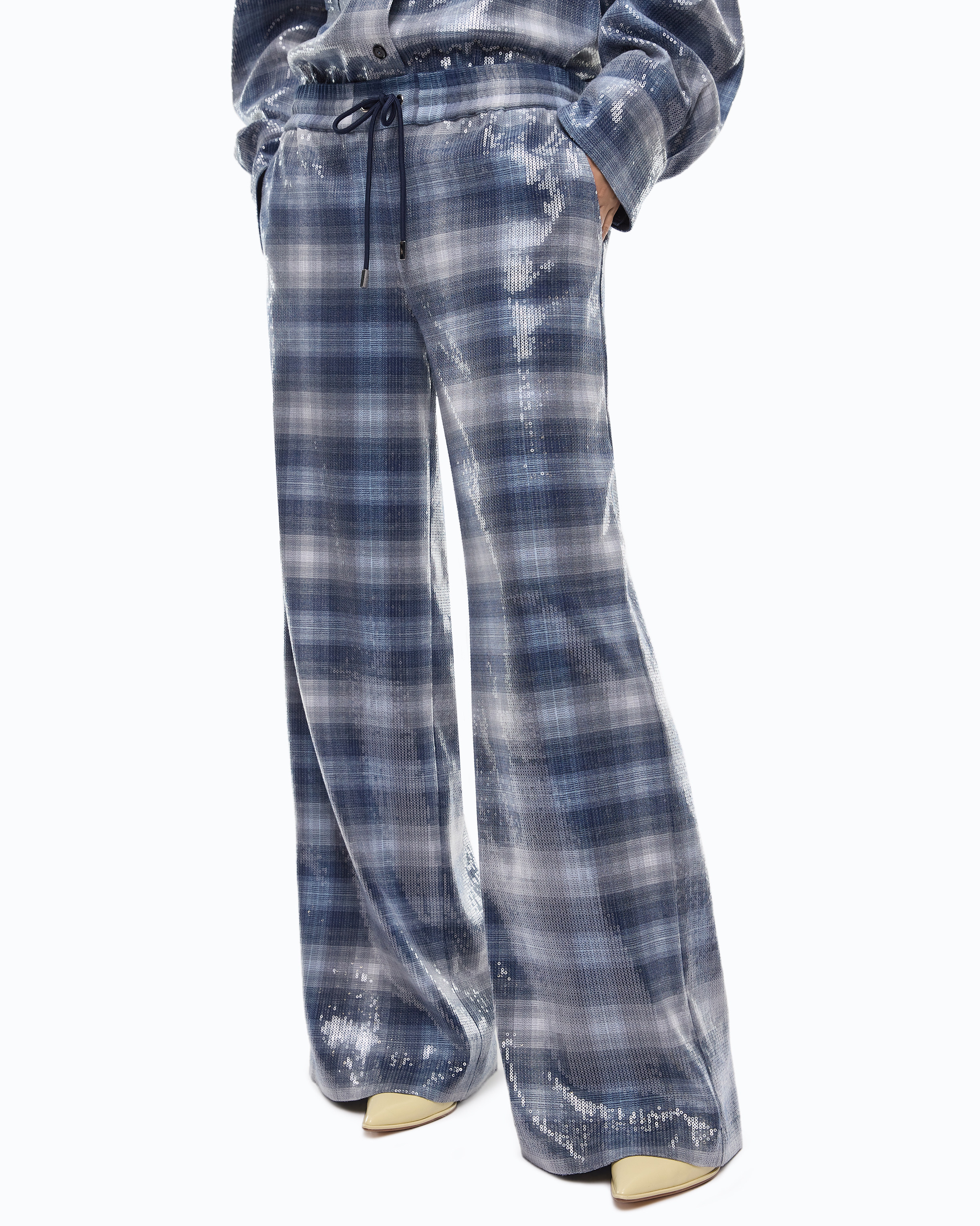 Checked sequin palazzo trousers PINKO Multicolored