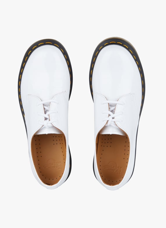 Chaussures en cuir vernis effet croco 1461 Blanc Martens