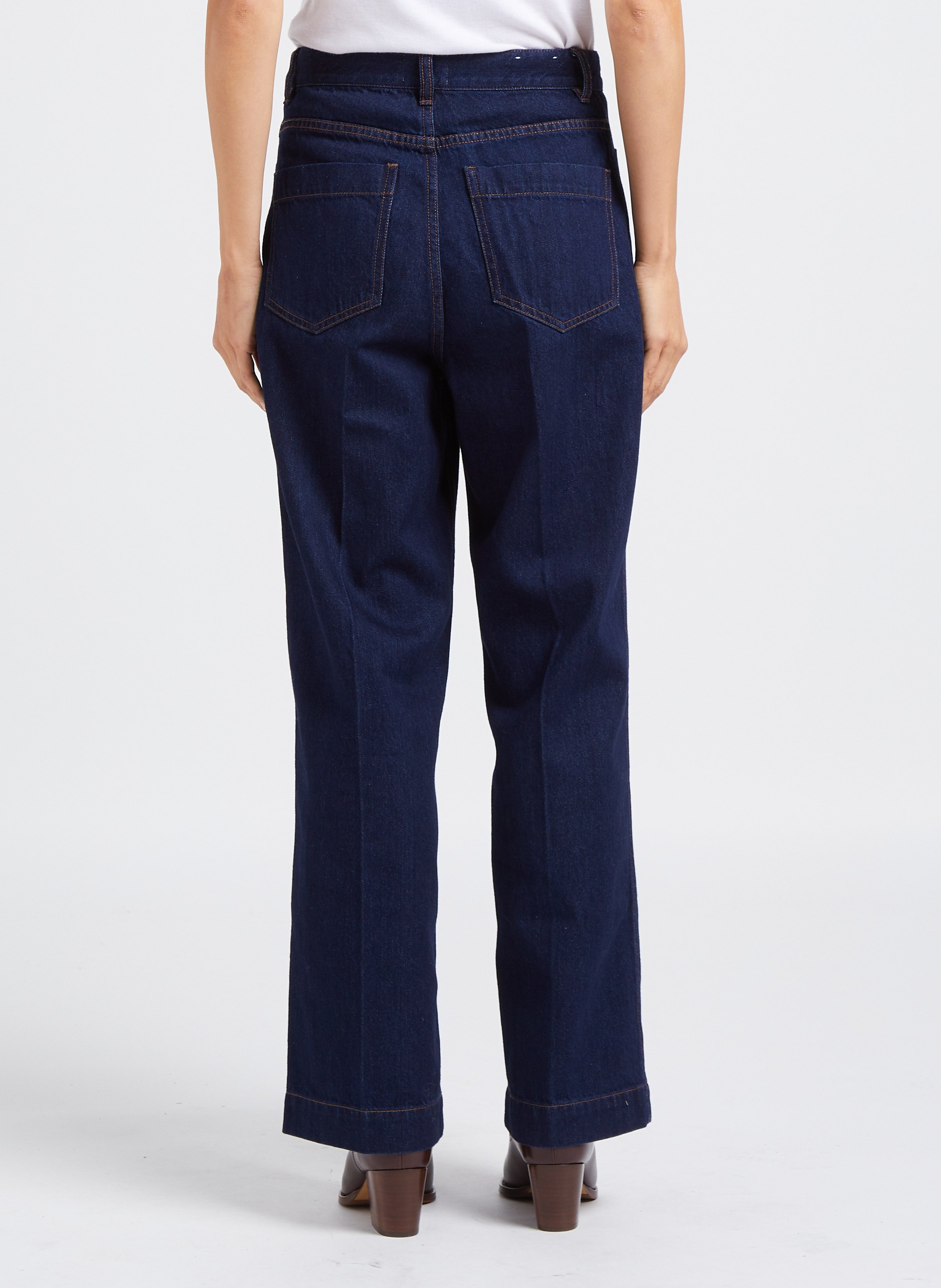 Jean droit taille haute en coton LAB DIP Bleu