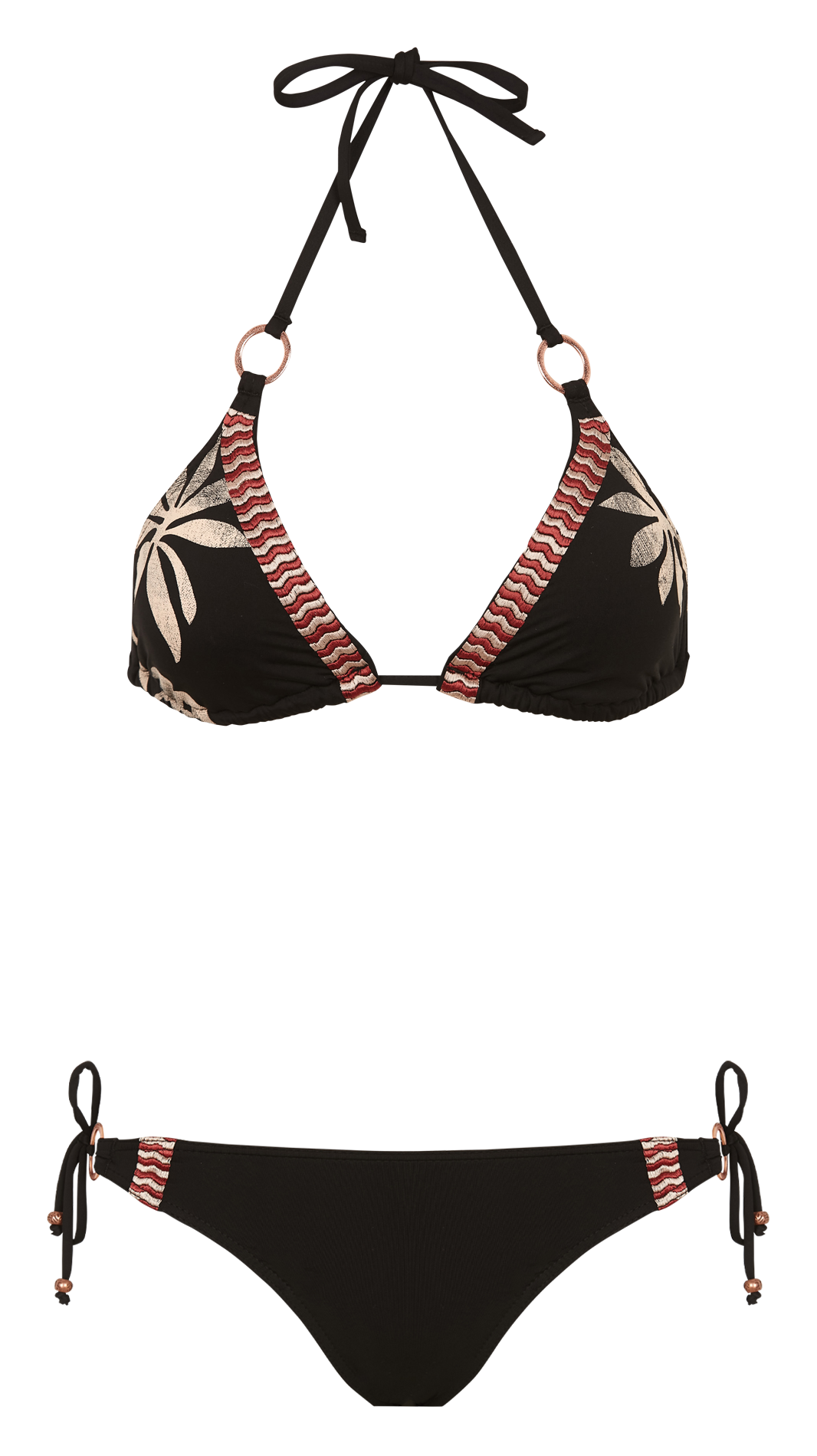 Screen-printed triangle bikini LIVIA Black
