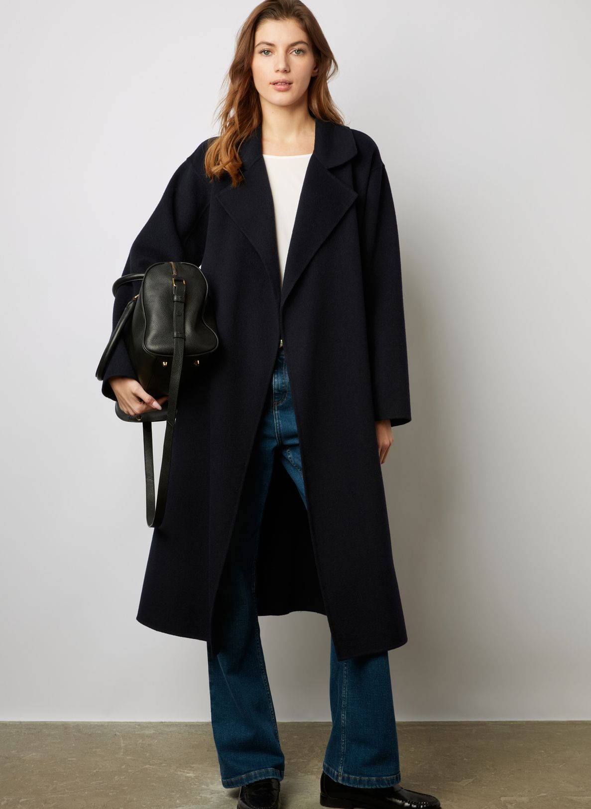 Blue Fitted wool-blend trench coat