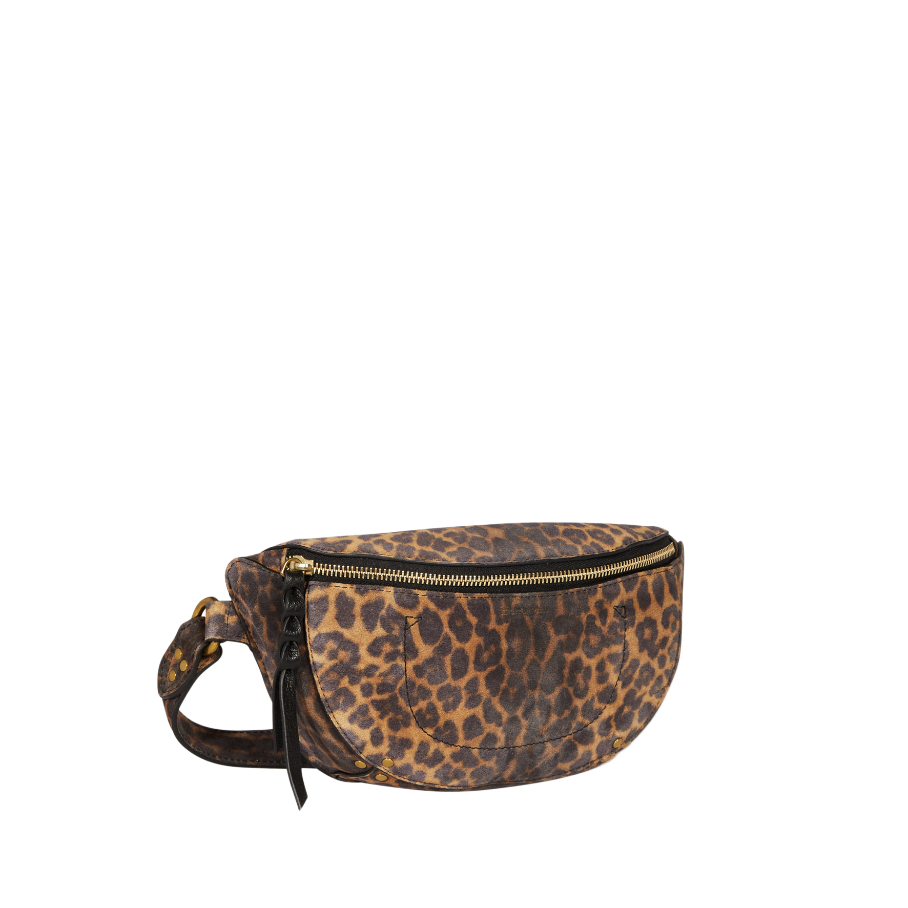 Printed suede leather fanny pack JEROME DREYFUSS Brown