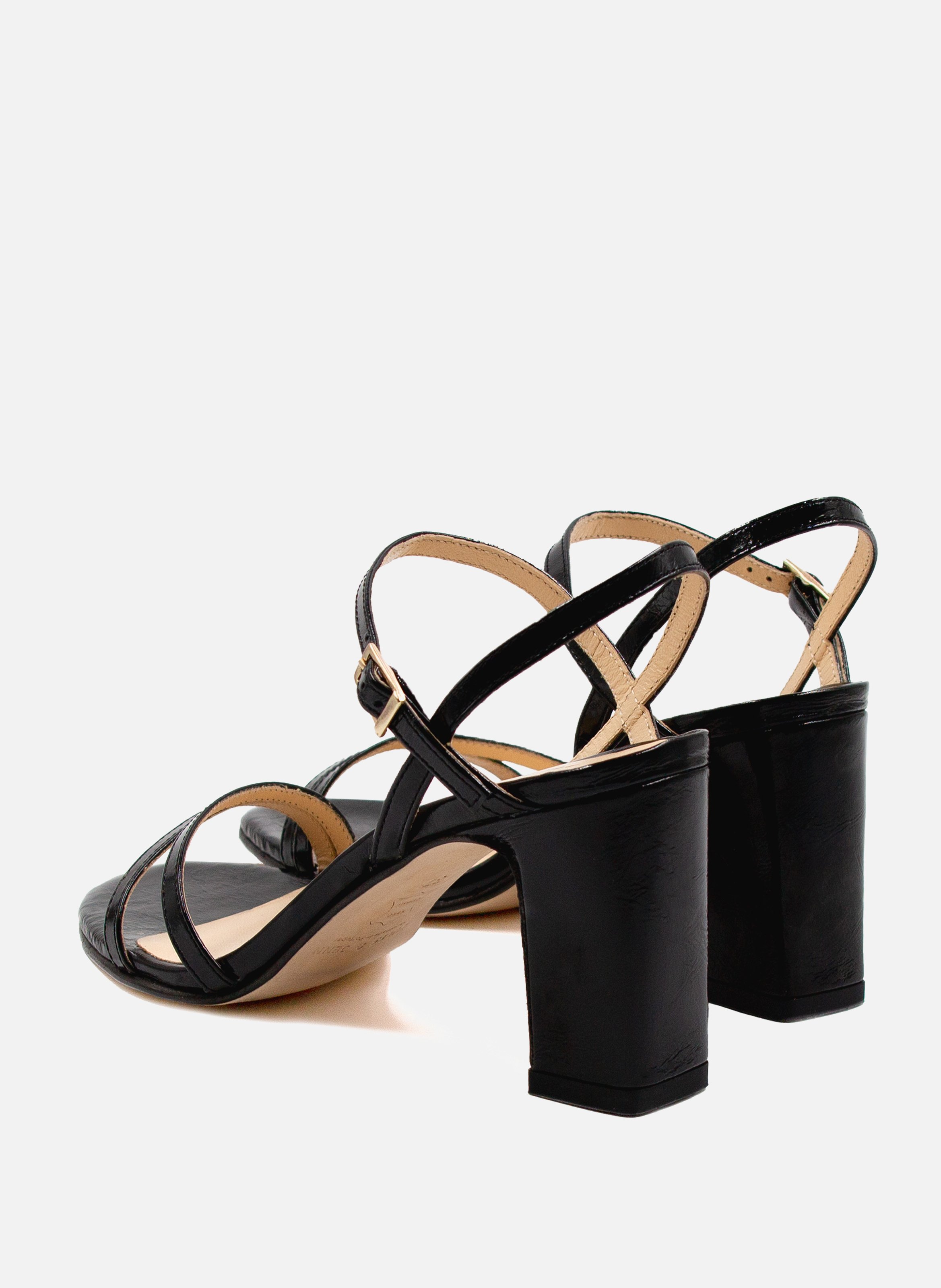 Sleek patent leather high heel sandals JULES & JENN Black