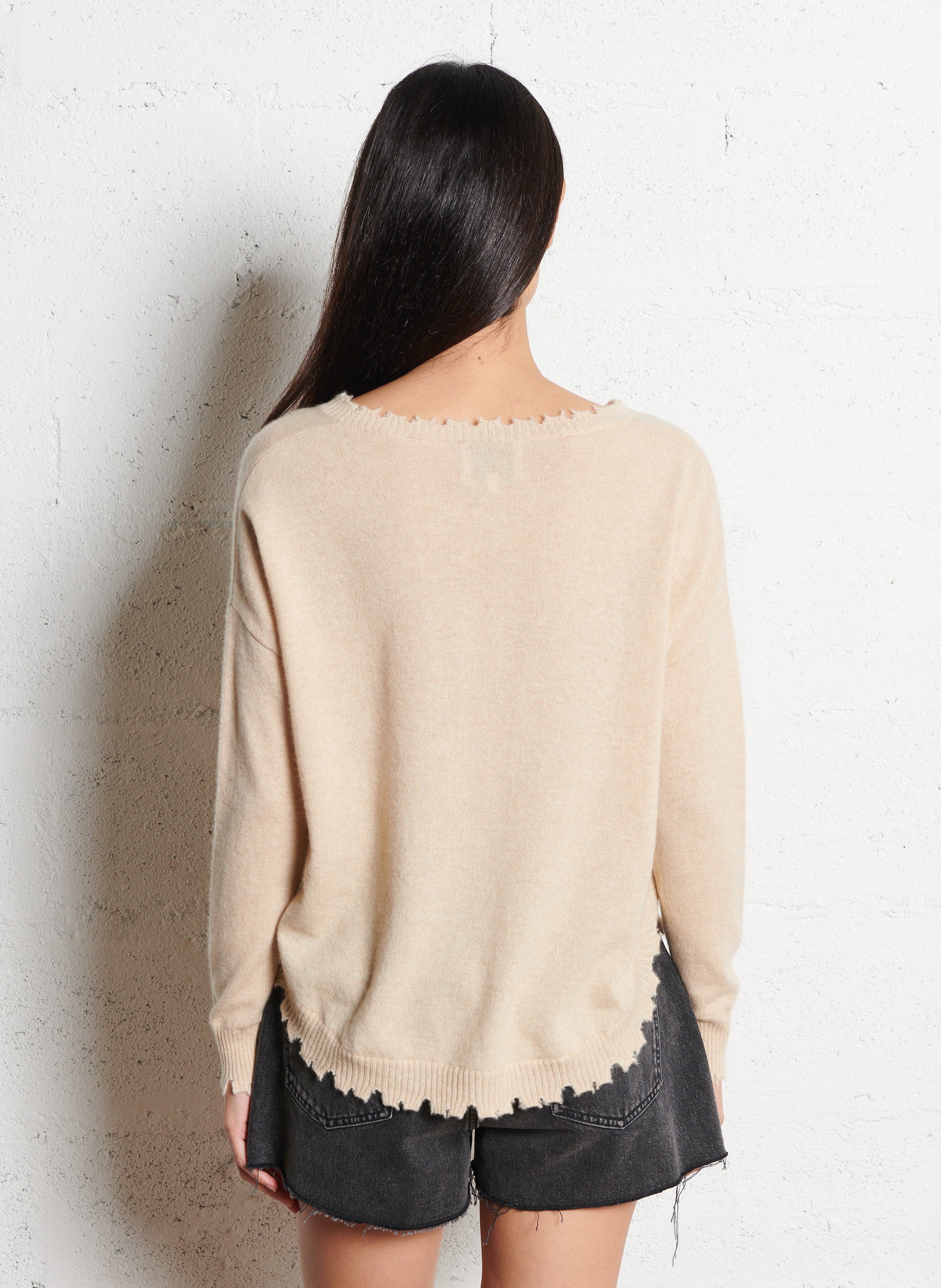 Pull oversize en cachemire maillé KUJTEN Beige