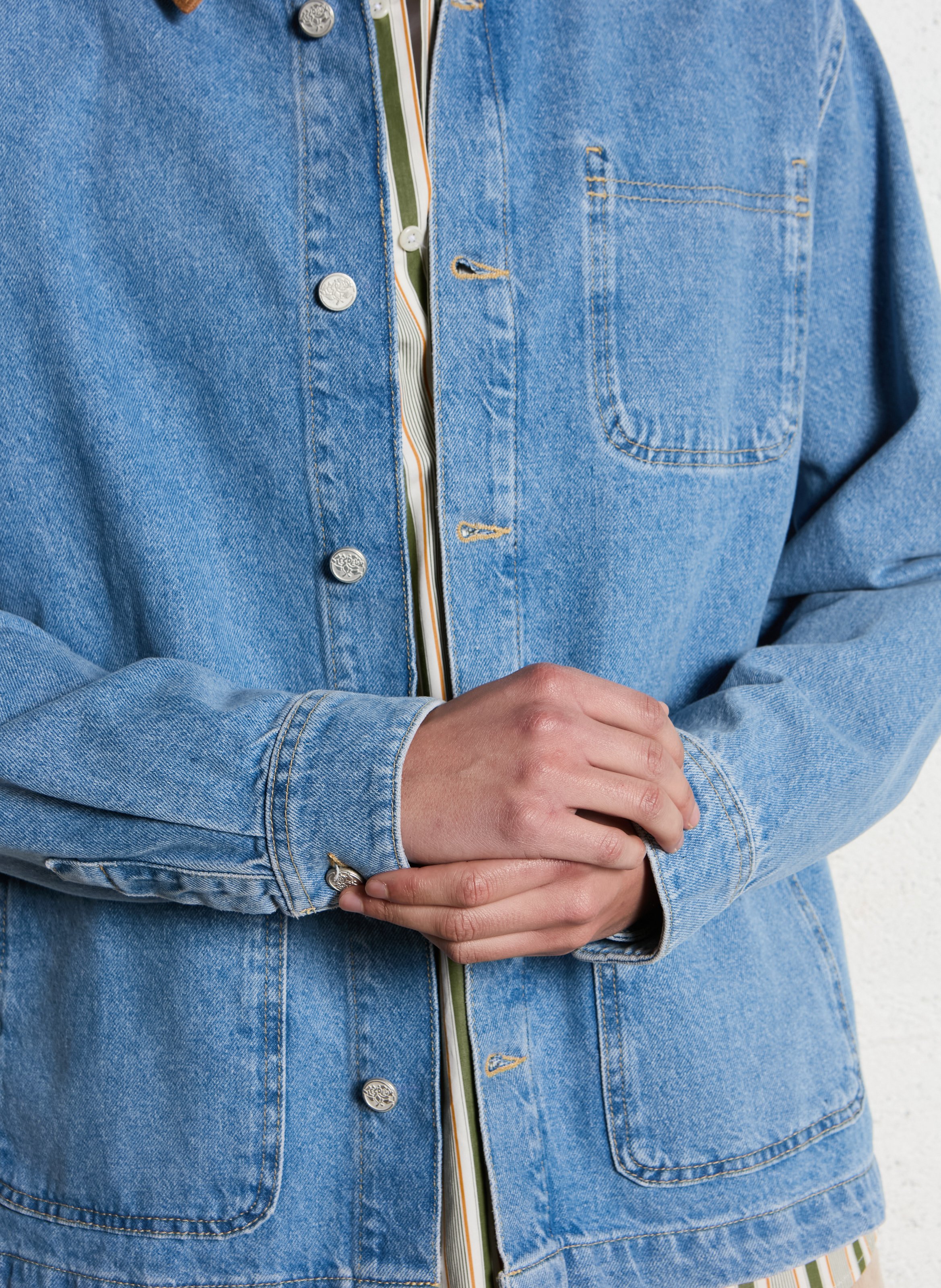 Straight cotton jacket LES DEUX Blue